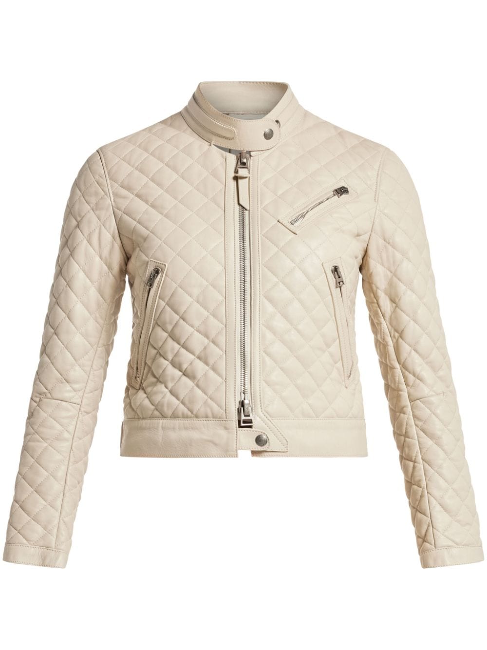 TOM FORD quilted leather biker jacket - Neutrals von TOM FORD