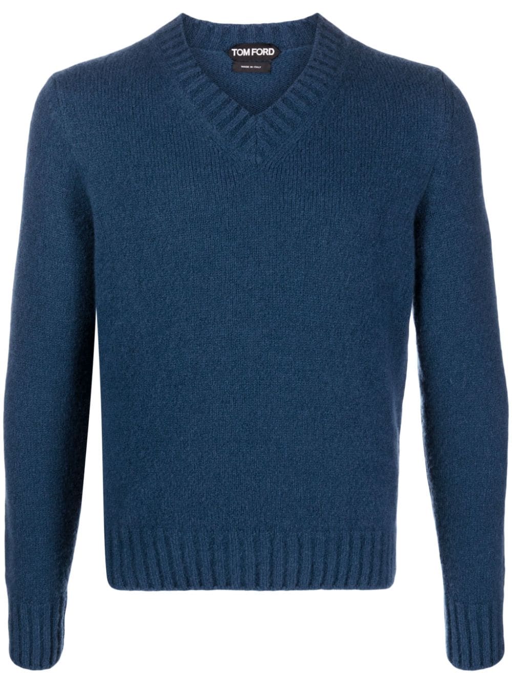 TOM FORD ribbed-knit V-neck jumper - Blue von TOM FORD