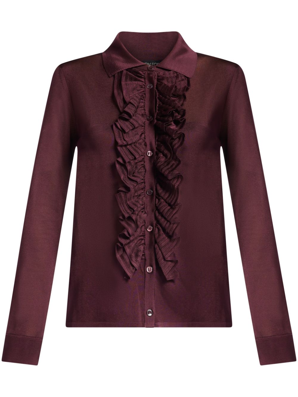 TOM FORD ruffle-embellished fine-knit shirt - Red von TOM FORD