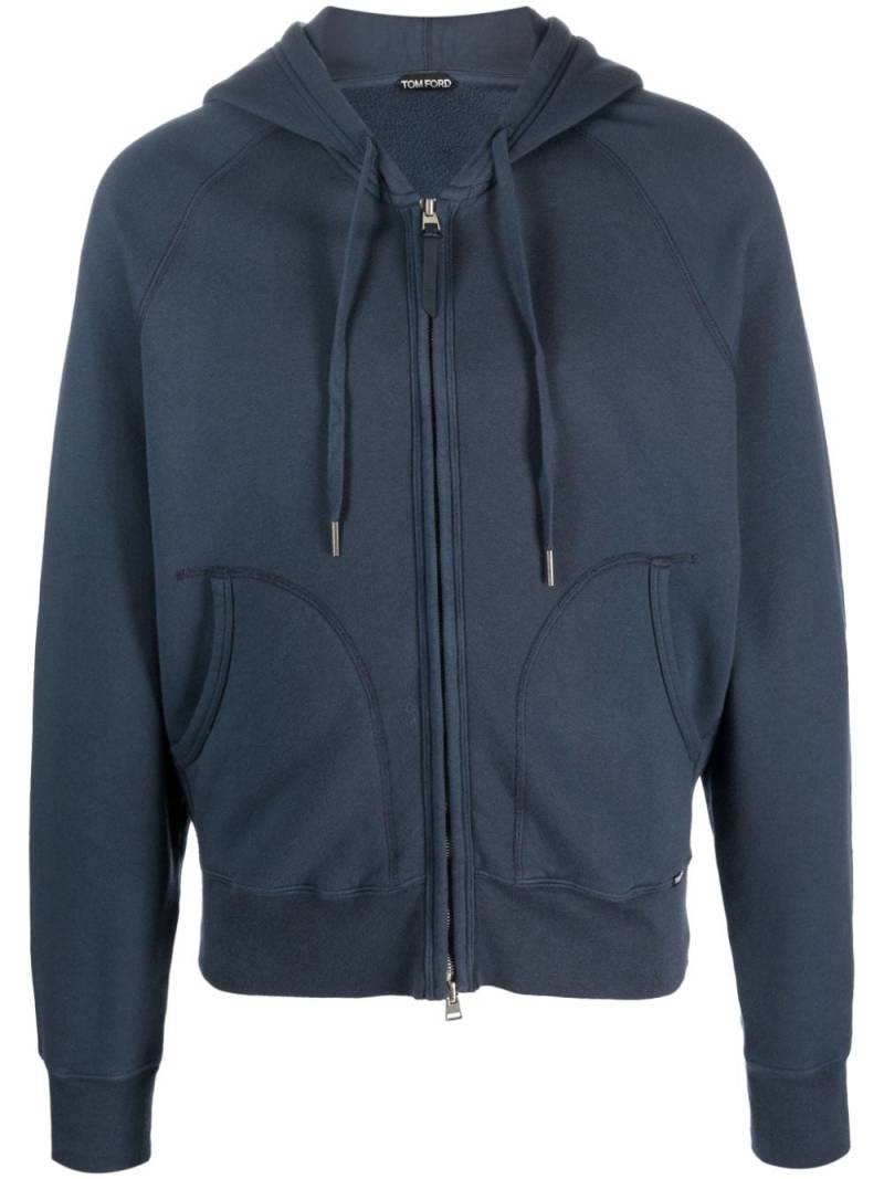 TOM FORD slouchy zip-up cotton hoodie - Blue von TOM FORD