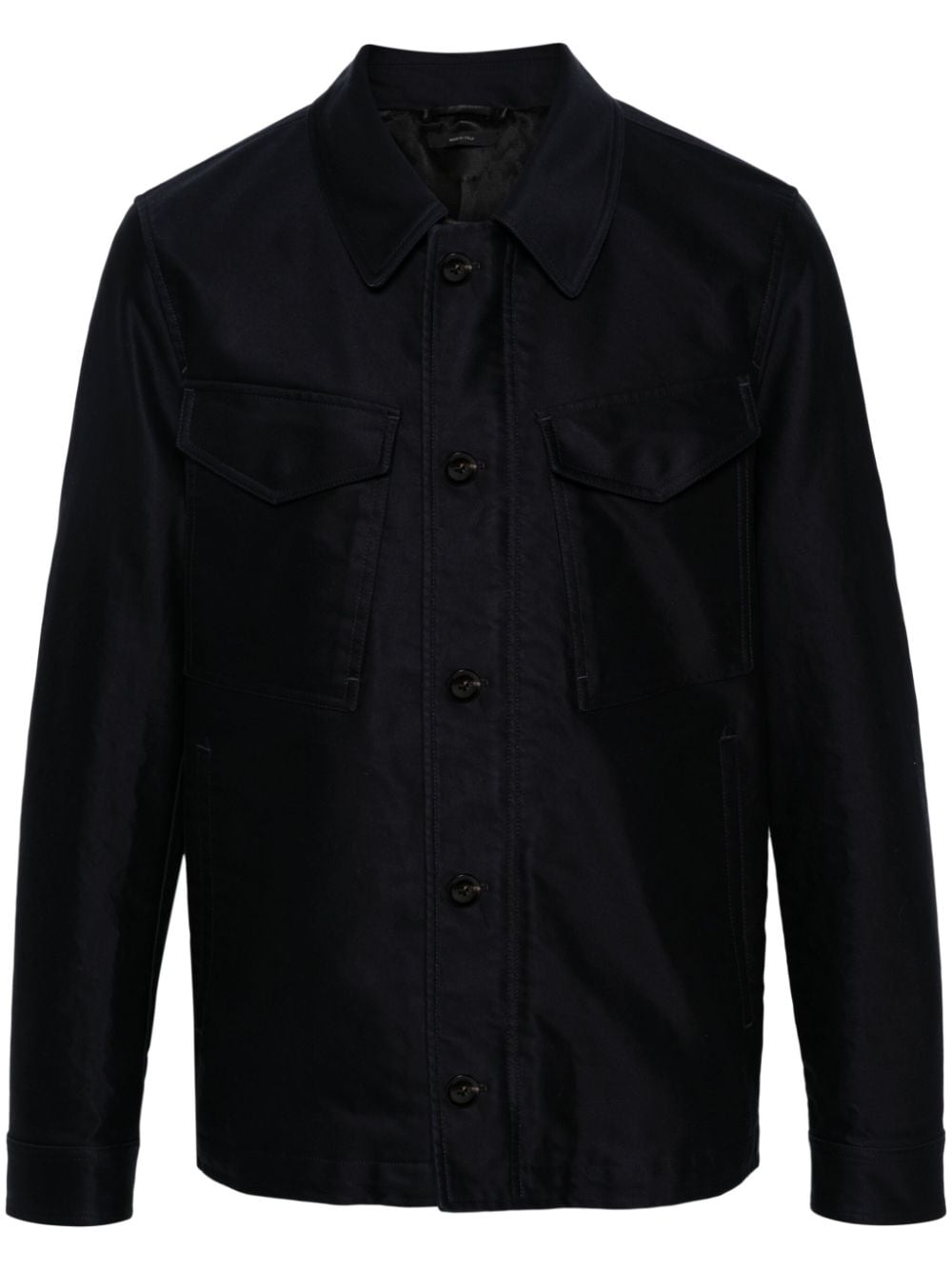 TOM FORD spread-collar cotton shirt jacket - Blue von TOM FORD