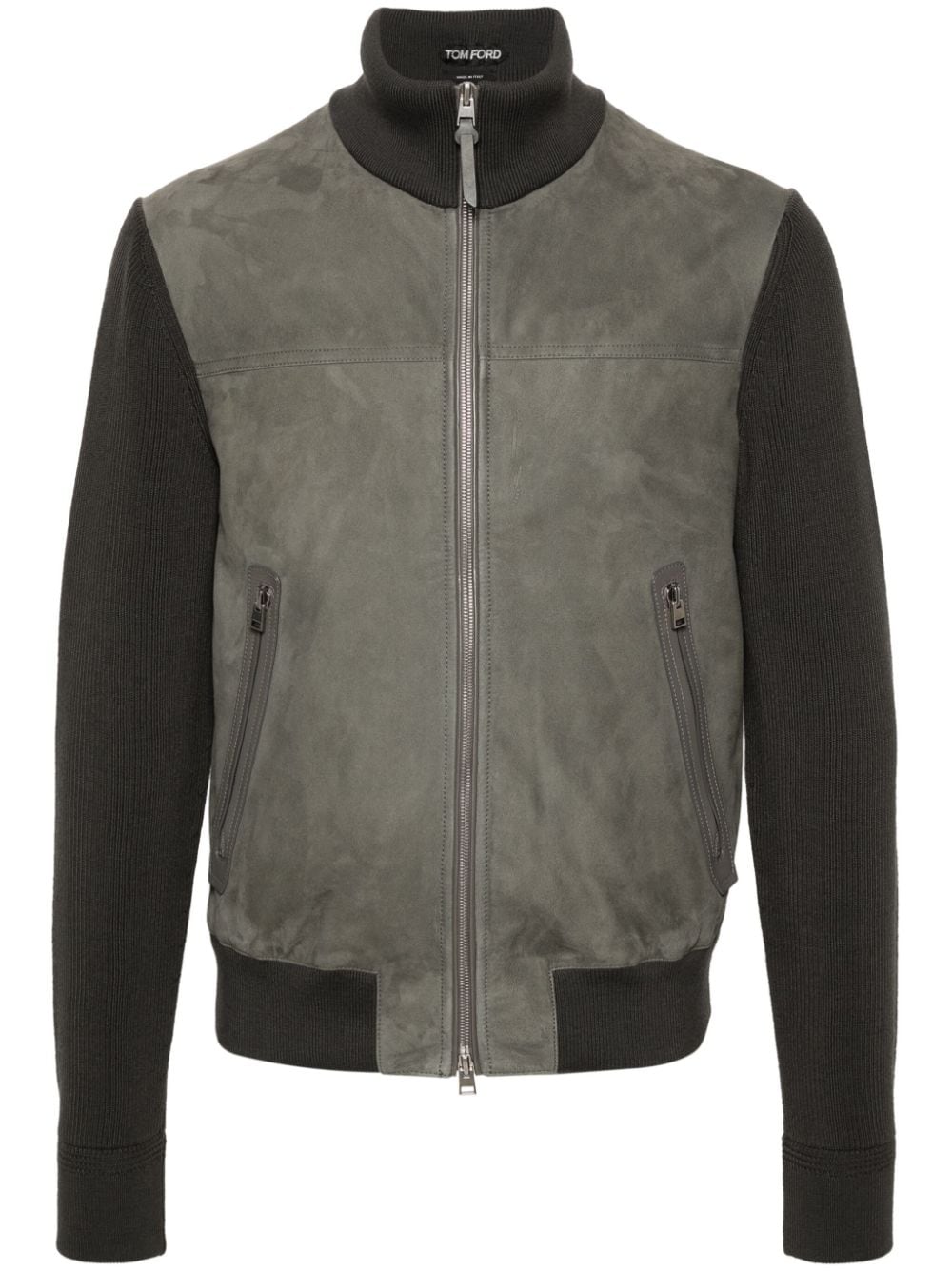 TOM FORD suede-panel zipped jacket - Grey von TOM FORD