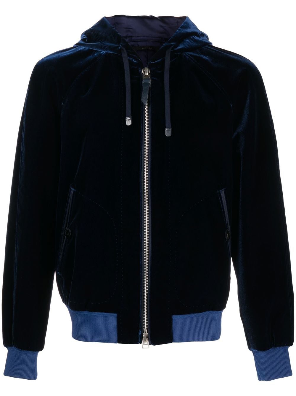 TOM FORD velvet-effect hooded jacket - Blue von TOM FORD