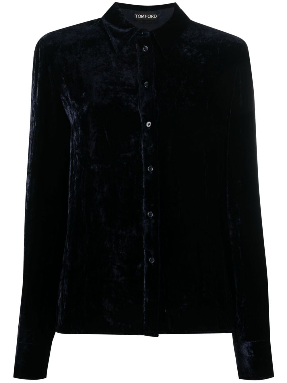 TOM FORD velvet-effect long-sleeve shirt - Blue von TOM FORD