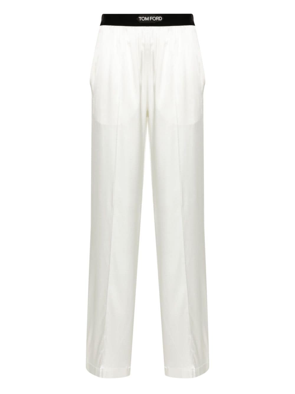 TOM FORD velvet-trim pajama trousers - White von TOM FORD