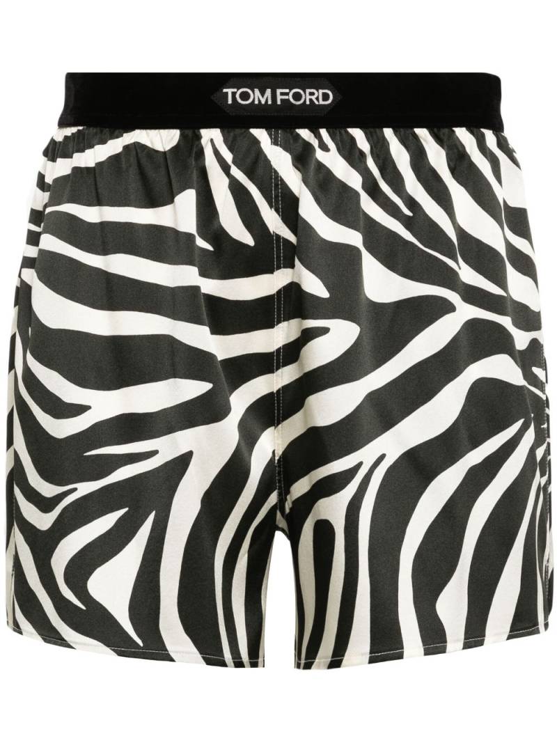 TOM FORD zebra-print satin shorts - Neutrals von TOM FORD