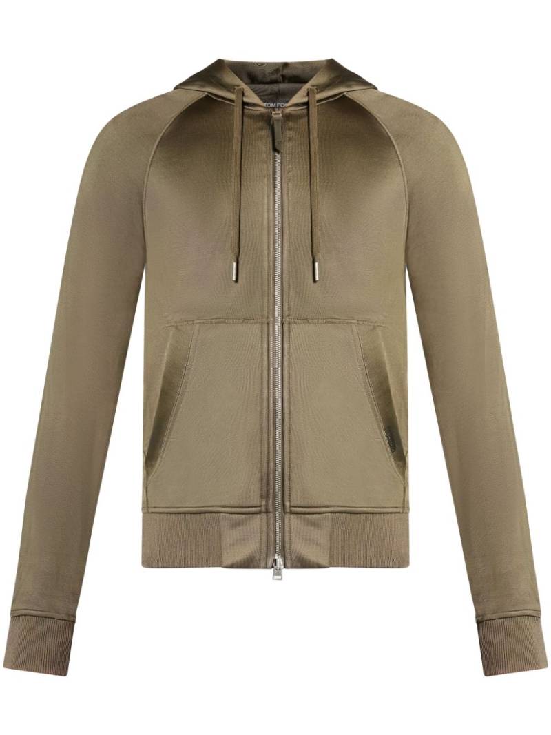 TOM FORD zip-fastening hooded cardigan - Green von TOM FORD