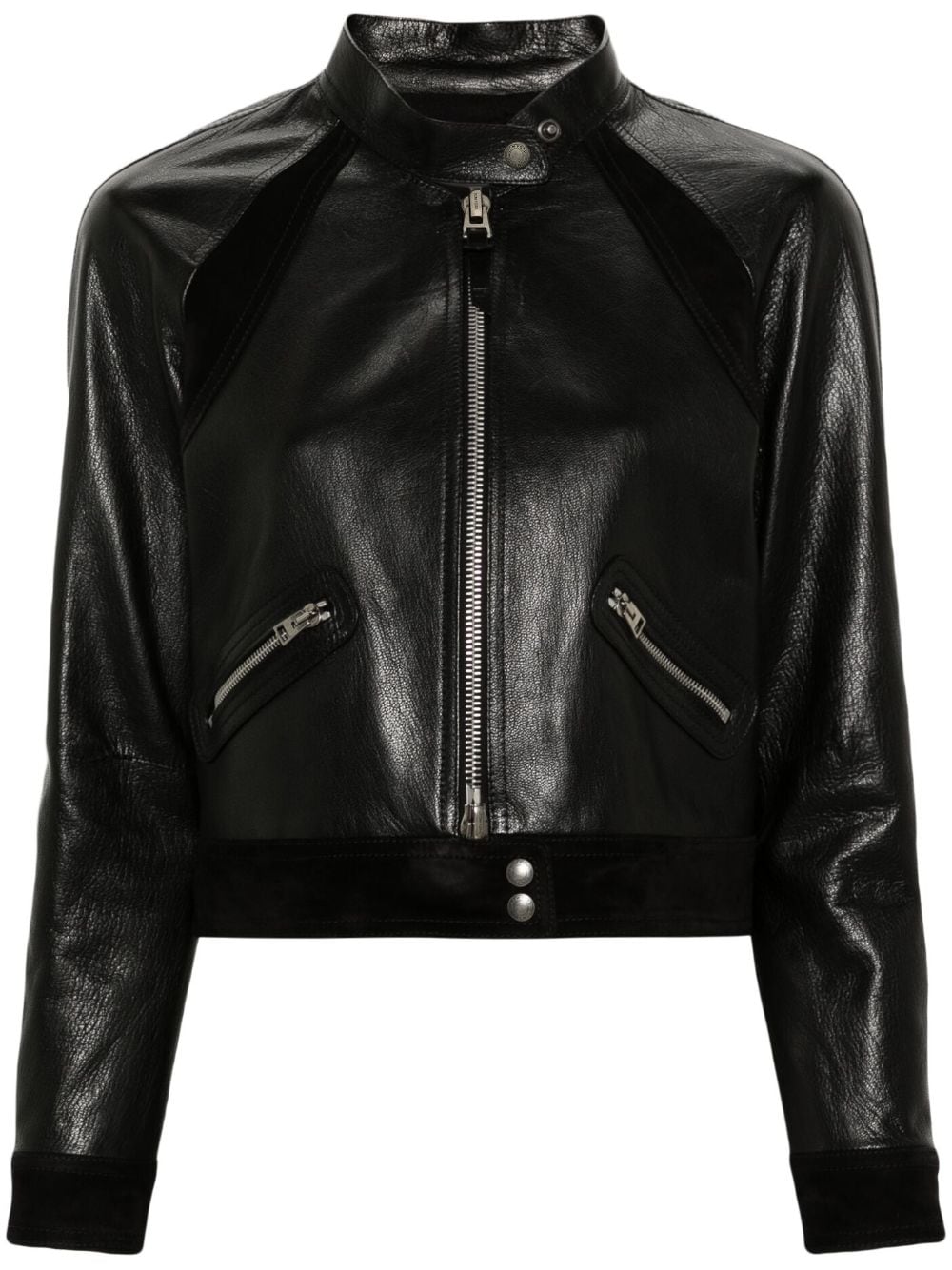 TOM FORD zip-up leather biker jacket - Black von TOM FORD