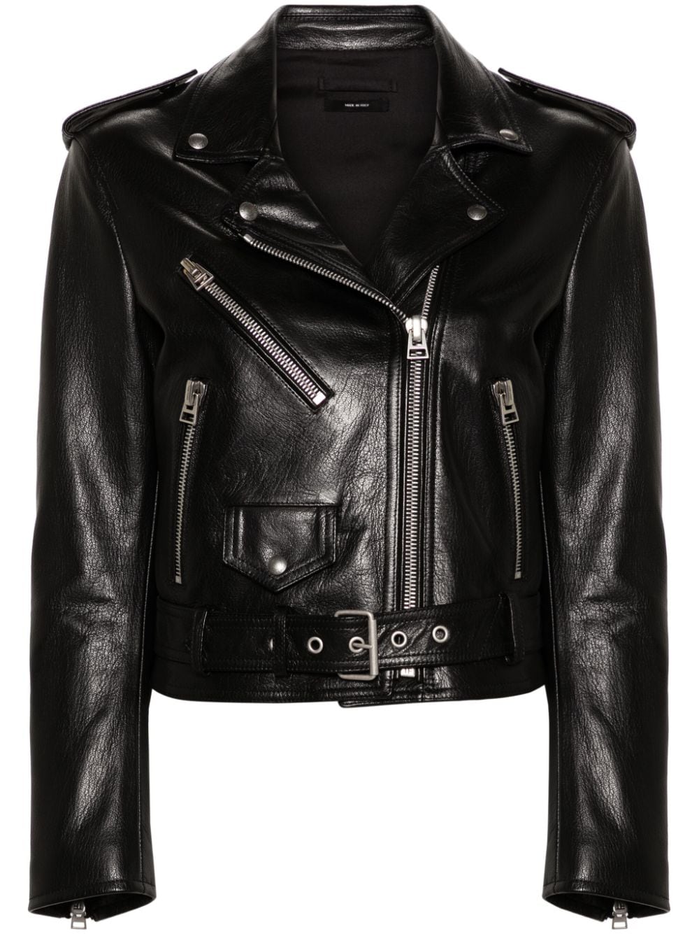 TOM FORD zip-up leather biker jacket - Black von TOM FORD