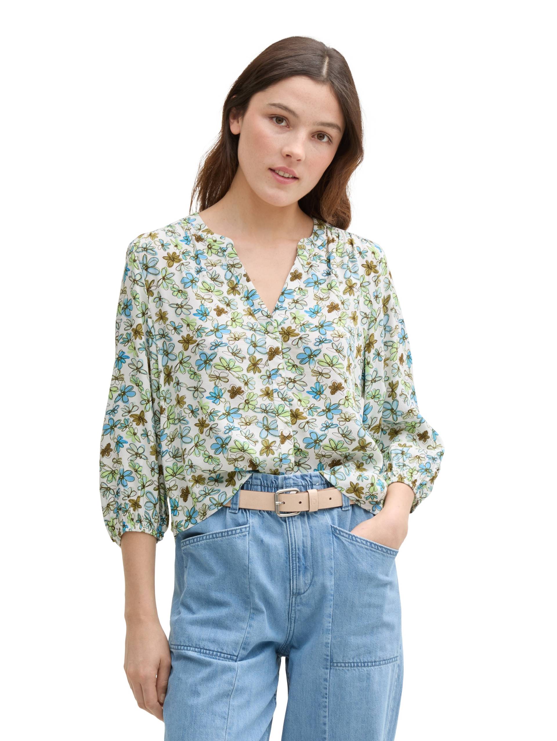 TOM TAILOR Denim Klassische Bluse, mit All-Over Print TOM TAILOR Denim Klassische Bluse, mit All-Over Print von TOM TAILOR Denim