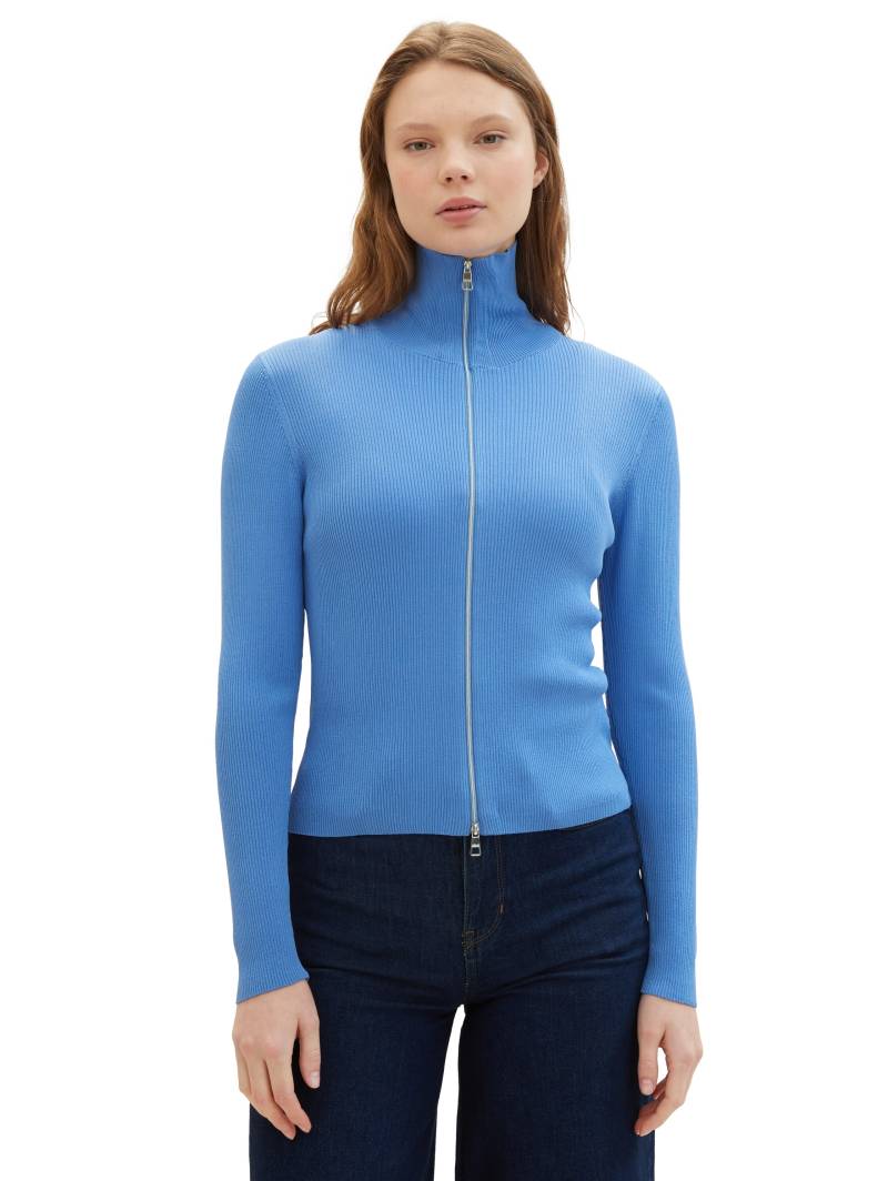 TOM TAILOR Denim Strickjacke, in Ripp-Optik und mit 2-Wege-Reissverschluss von TOM TAILOR Denim
