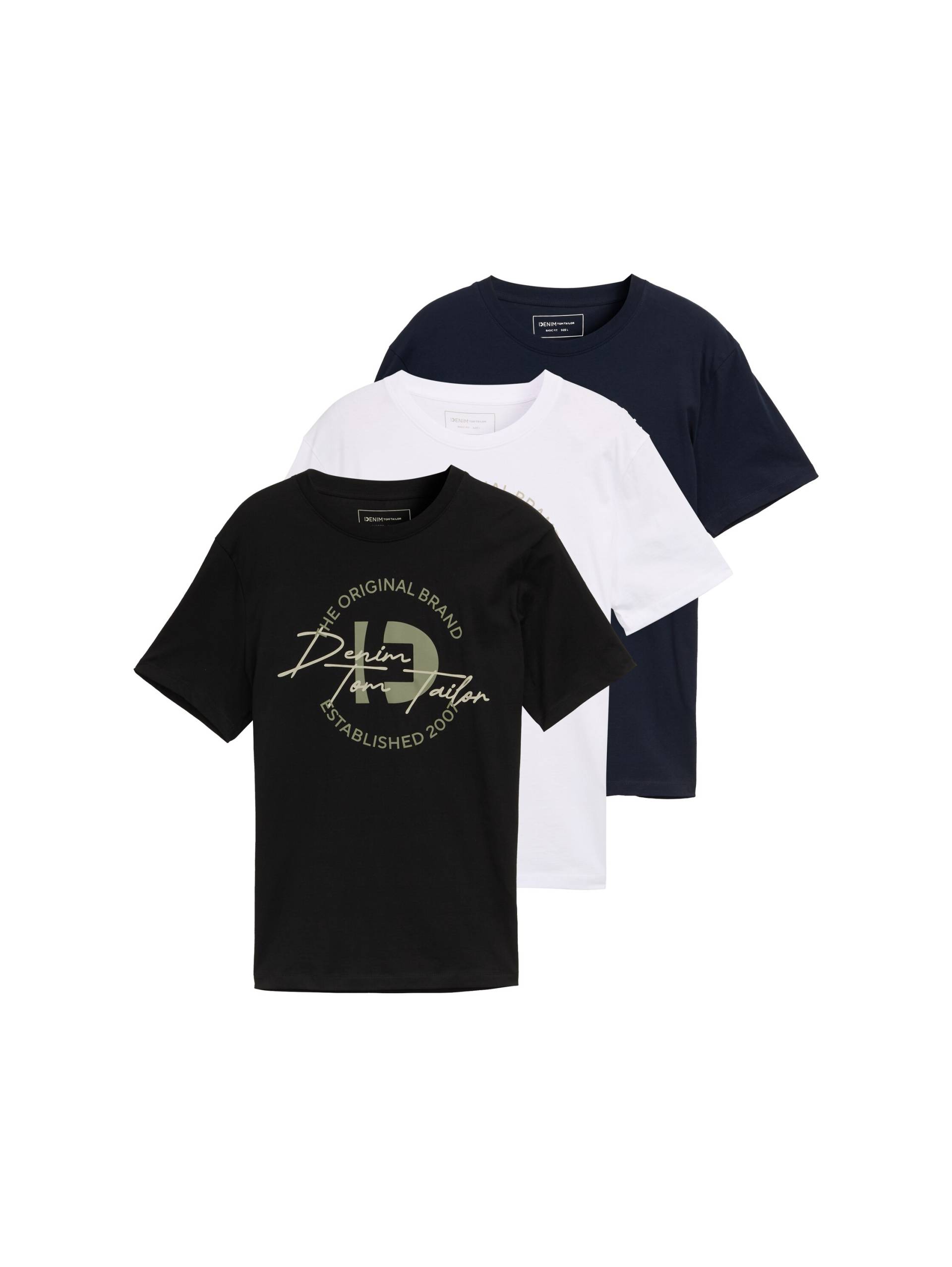 TOM TAILOR Denim T-Shirt, (Packung, 3 tlg.), mit Print von TOM TAILOR Denim