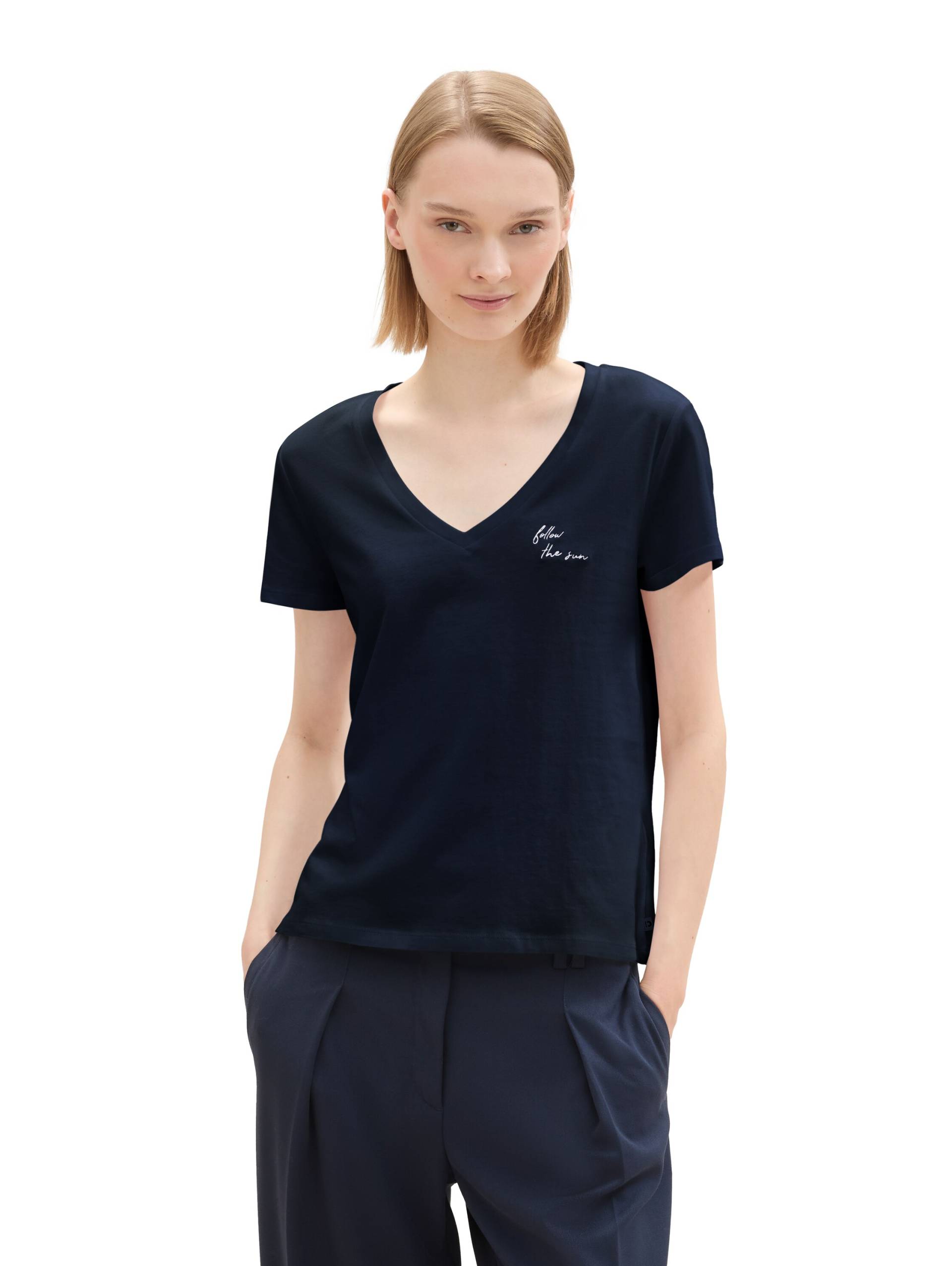 TOM TAILOR Denim V-Shirt, (Packung, 2 tlg.), mit Statement-Prints von TOM TAILOR Denim