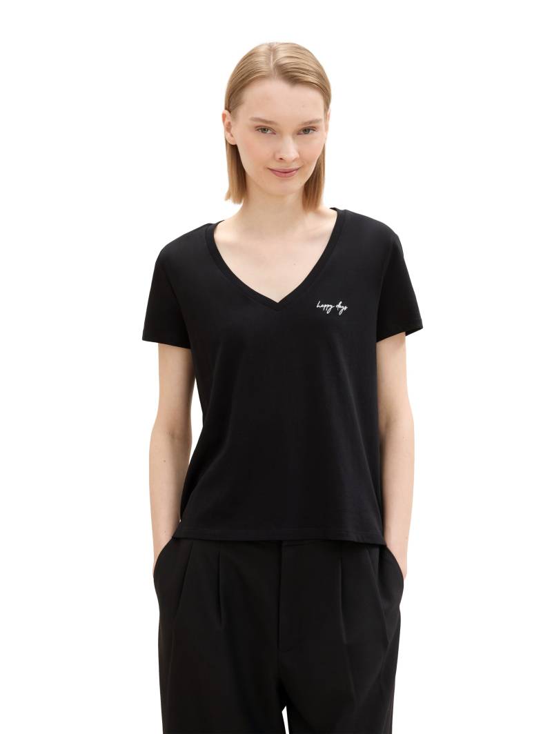 TOM TAILOR Denim V-Shirt, (Packung, 2 tlg.), mit Statement-Prints von TOM TAILOR Denim