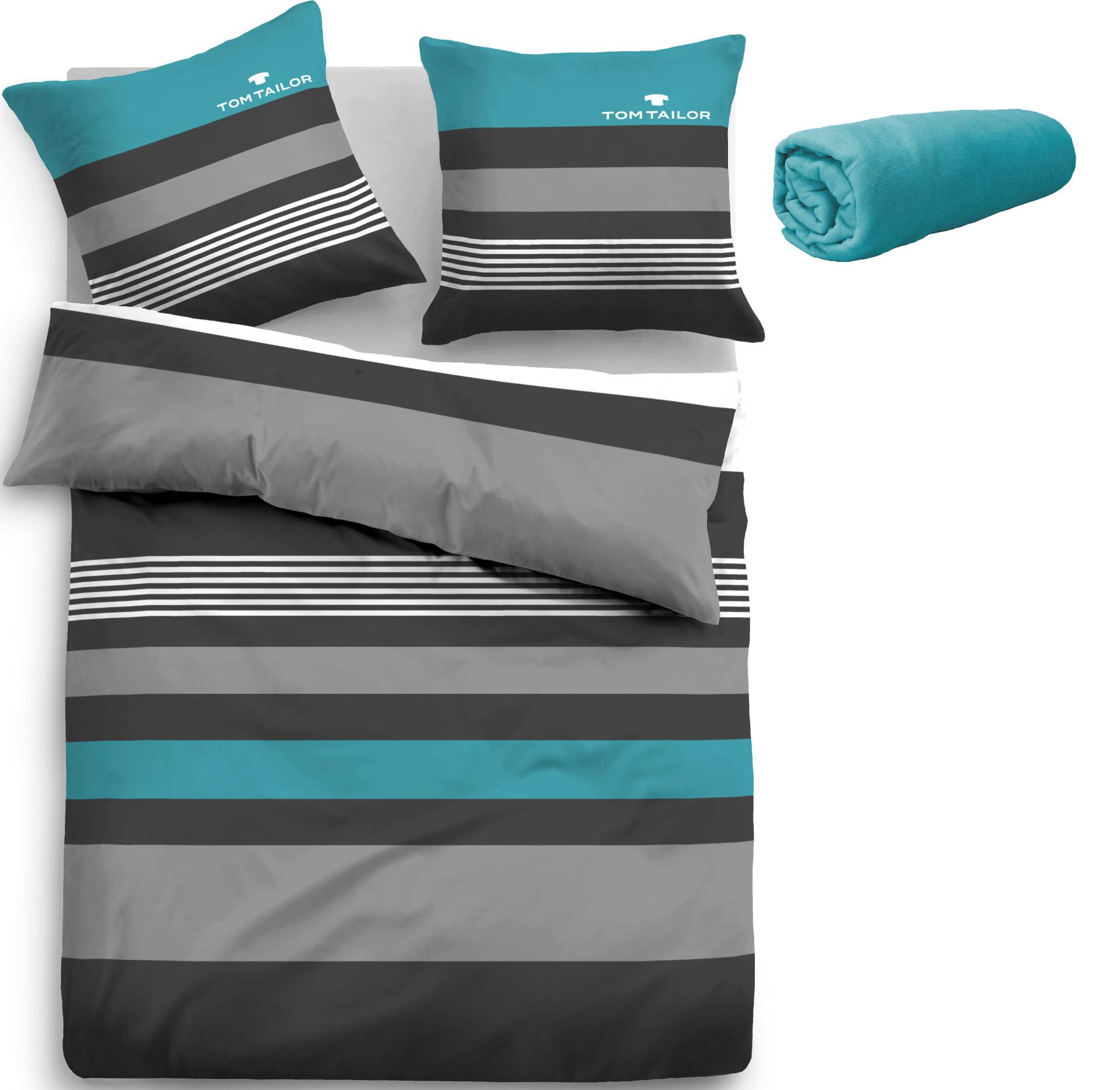 TOM TAILOR HOME Bettwäsche »Carl in Gr. 135x200 oder 155x220 cm«, mit GRATIS-Zugabe: Spannbettlaken, 100% Baumwolle, mit Reissverschluss von TOM TAILOR HOME