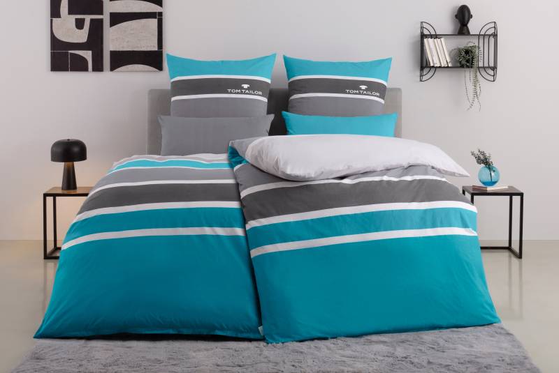 TOM TAILOR HOME Bettwäsche »Felix in Gr. 135x200 oder 155x220 cm«, mit GRATIS-Zugabe: Gästehandtuch (100% Baumwolle), mit Reissverschluss von TOM TAILOR HOME