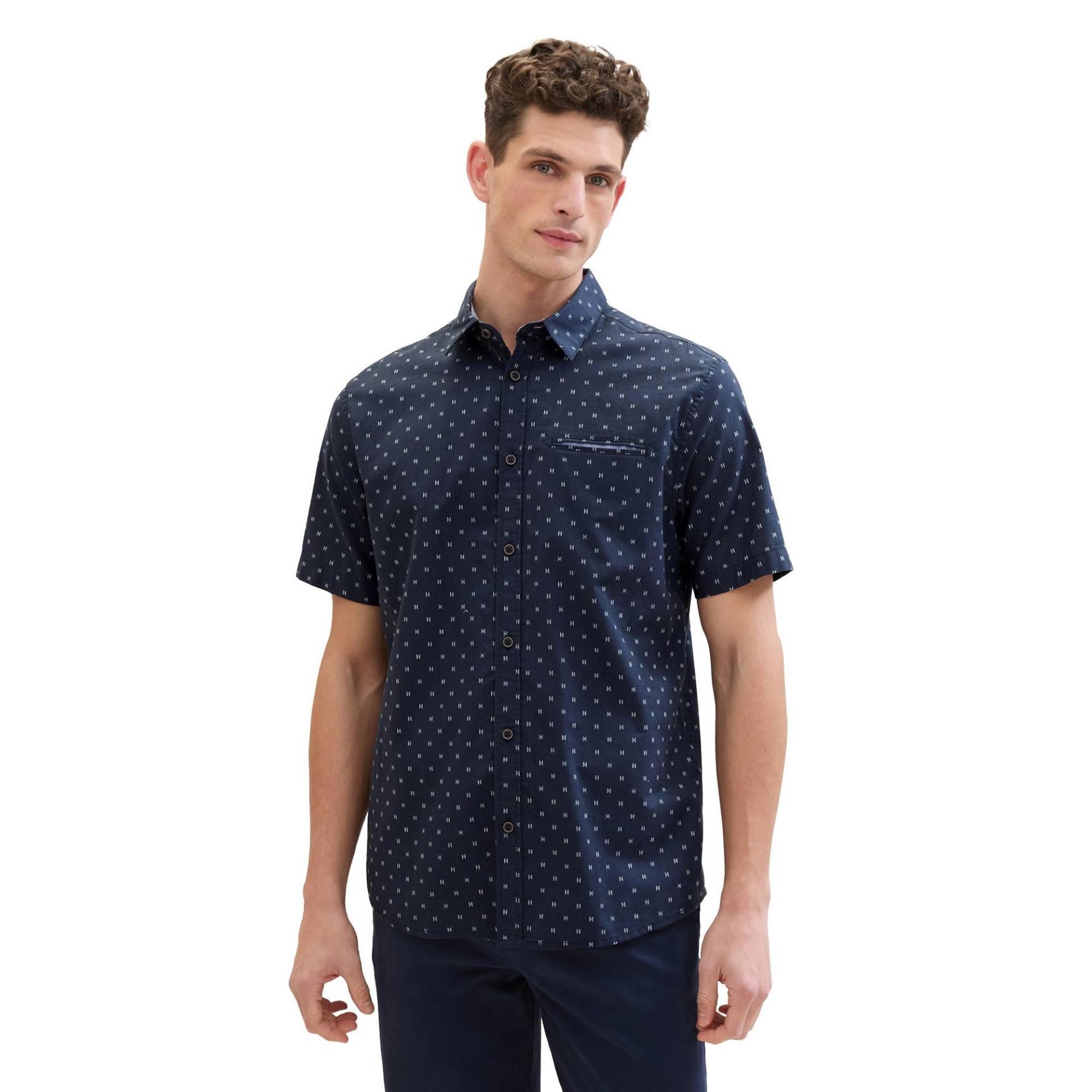 Shirt, Kurzarm Herren Blau  L von TOM TAILOR