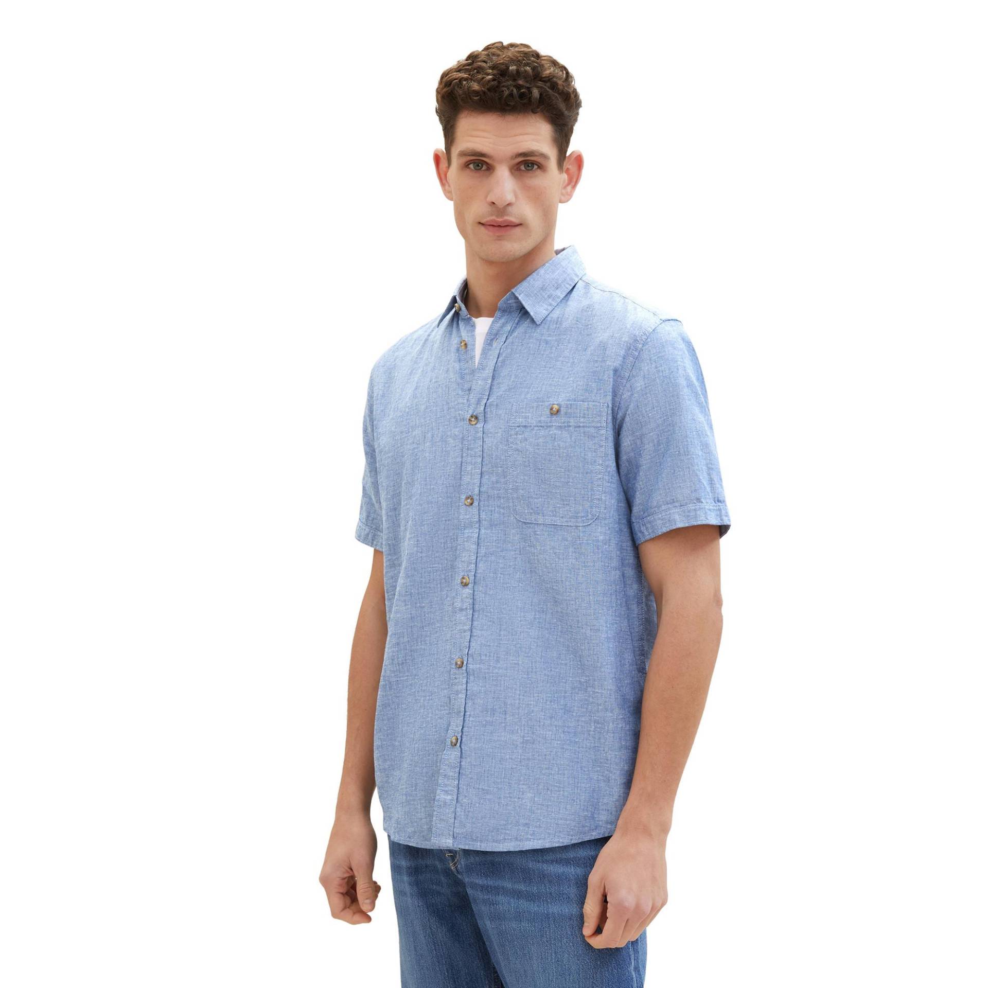 Shirt, Kurzarm Herren Blau L von TOM TAILOR