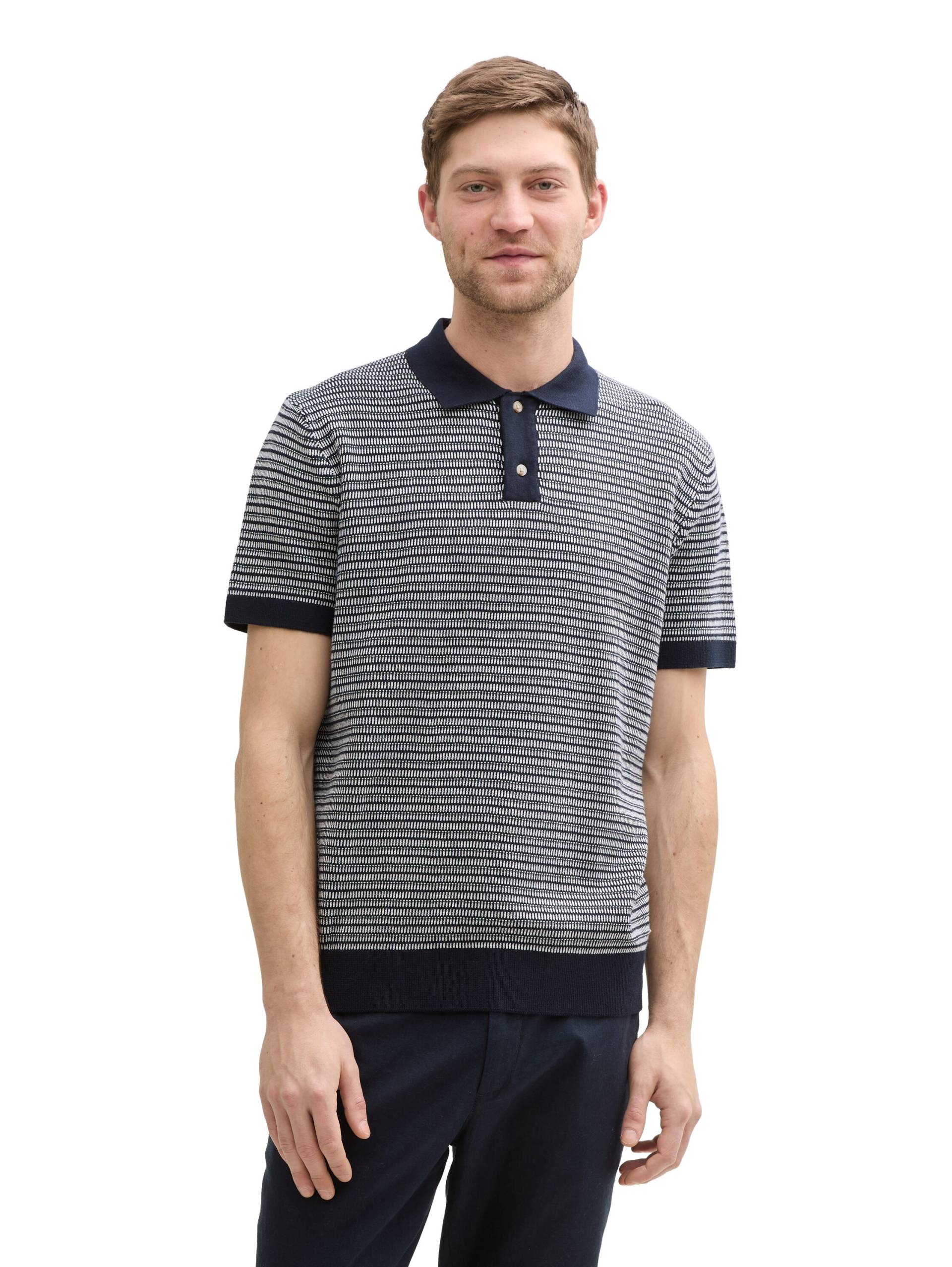 TOM TAILOR Kurzarmpullover, mit Strick-Muster und Polo-Kragen von TOM TAILOR