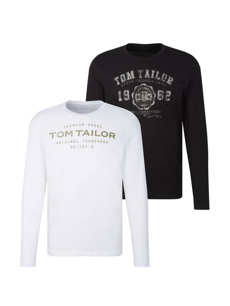 TOM TAILOR Langarmshirt, (Packung, 2 tlg.), mit Logo Print von TOM TAILOR