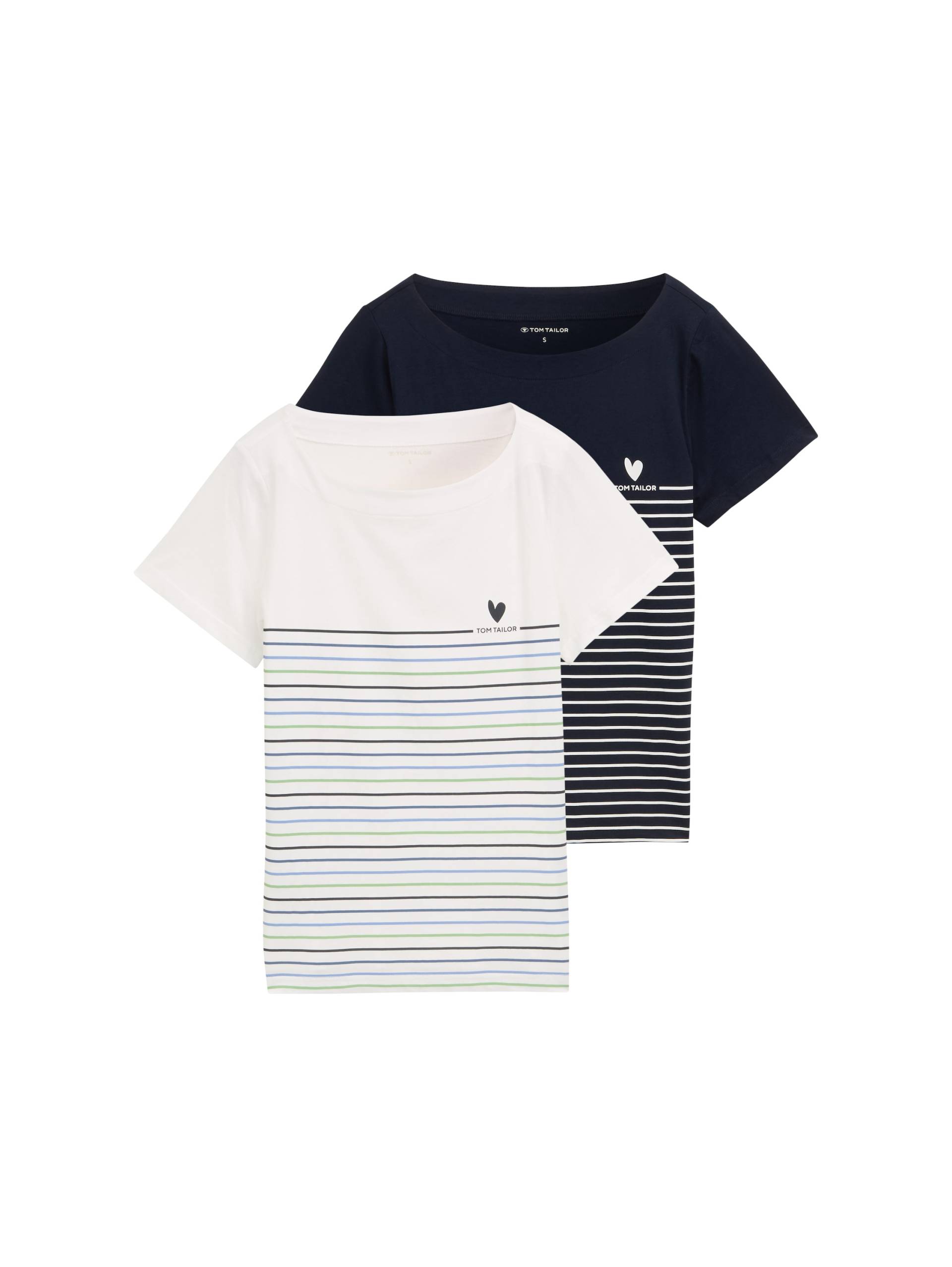 TOM TAILOR Print-Shirt, (2 tlg.), mit Streifen- und Logoprint von TOM TAILOR