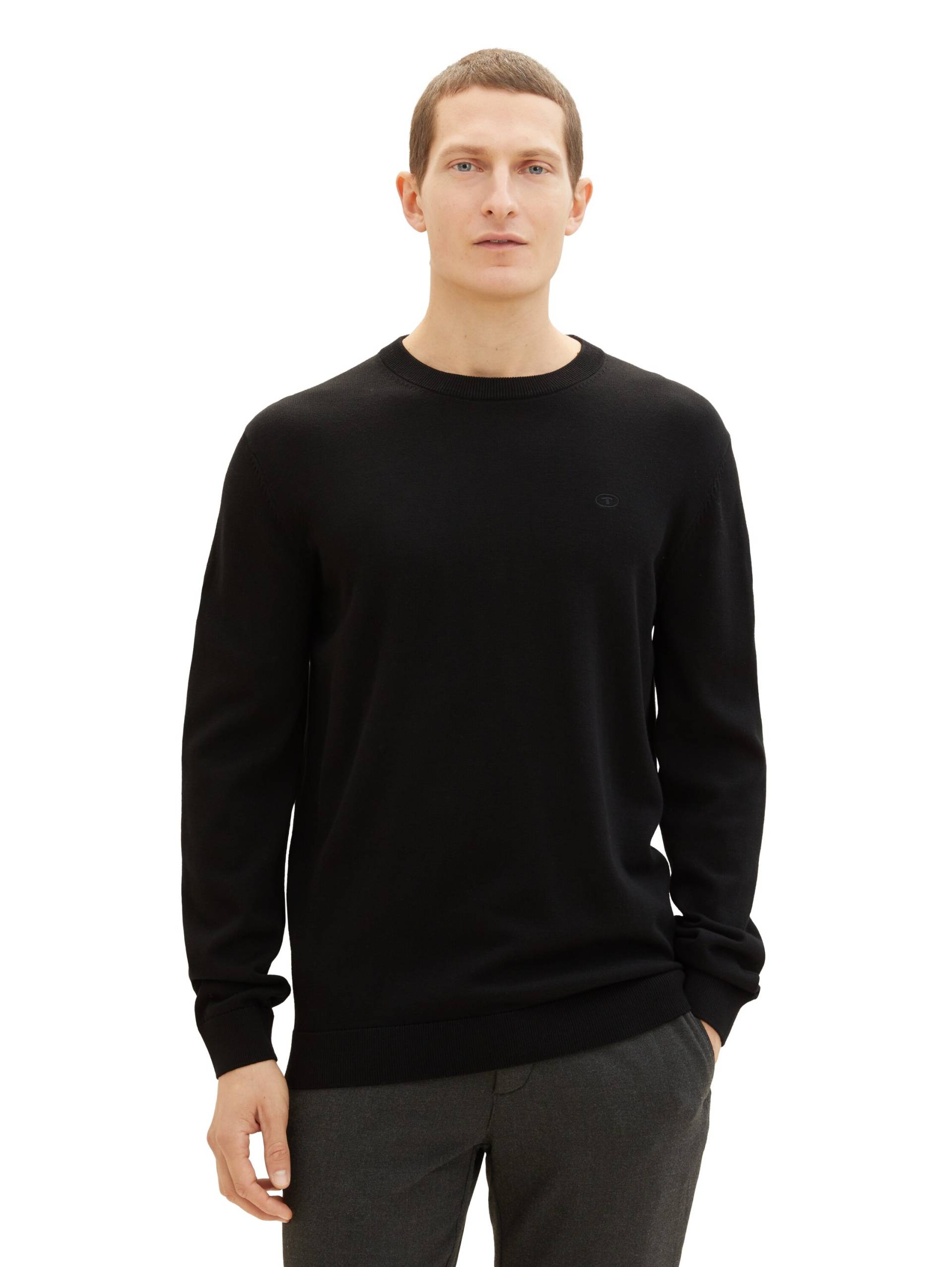 TOM TAILOR Rundhalspullover, mit Logostickerei TOM TAILOR Rundhalspullover, mit Logostickerei von TOM TAILOR