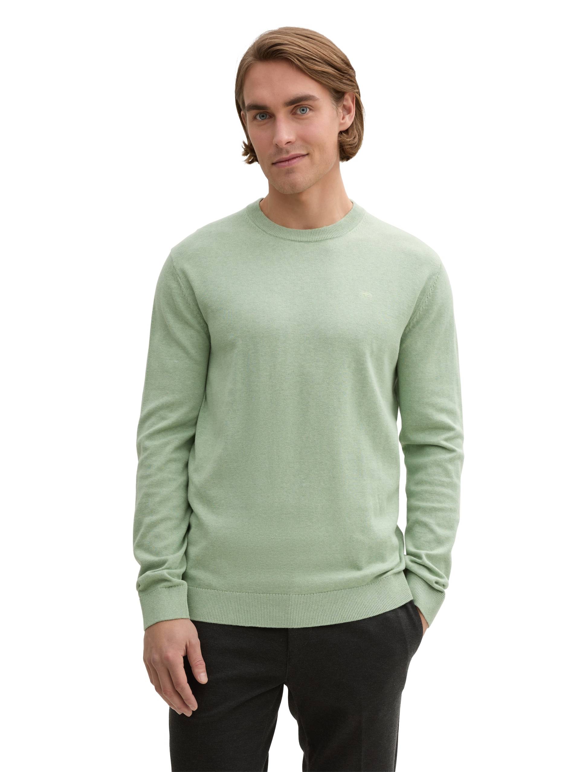 TOM TAILOR Rundhalspullover, mit Logostickerei TOM TAILOR Rundhalspullover, mit Logostickerei von TOM TAILOR