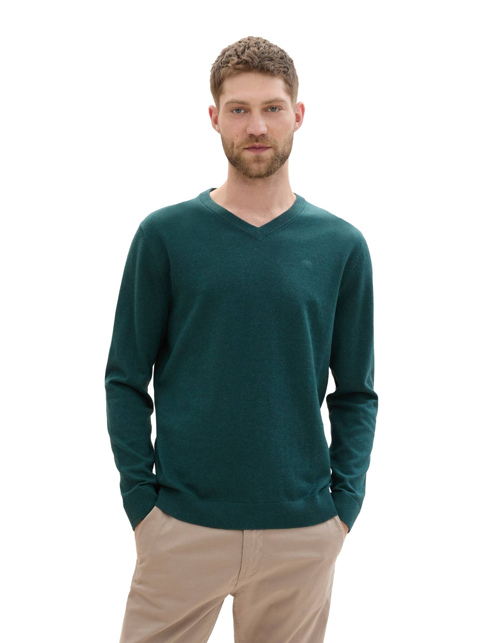 TOM TAILOR V-Ausschnitt-Pullover, mit kleiner Logo-Stickerei TOM TAILOR V-Ausschnitt-Pullover, mit kleiner Logo-Stickerei von TOM TAILOR