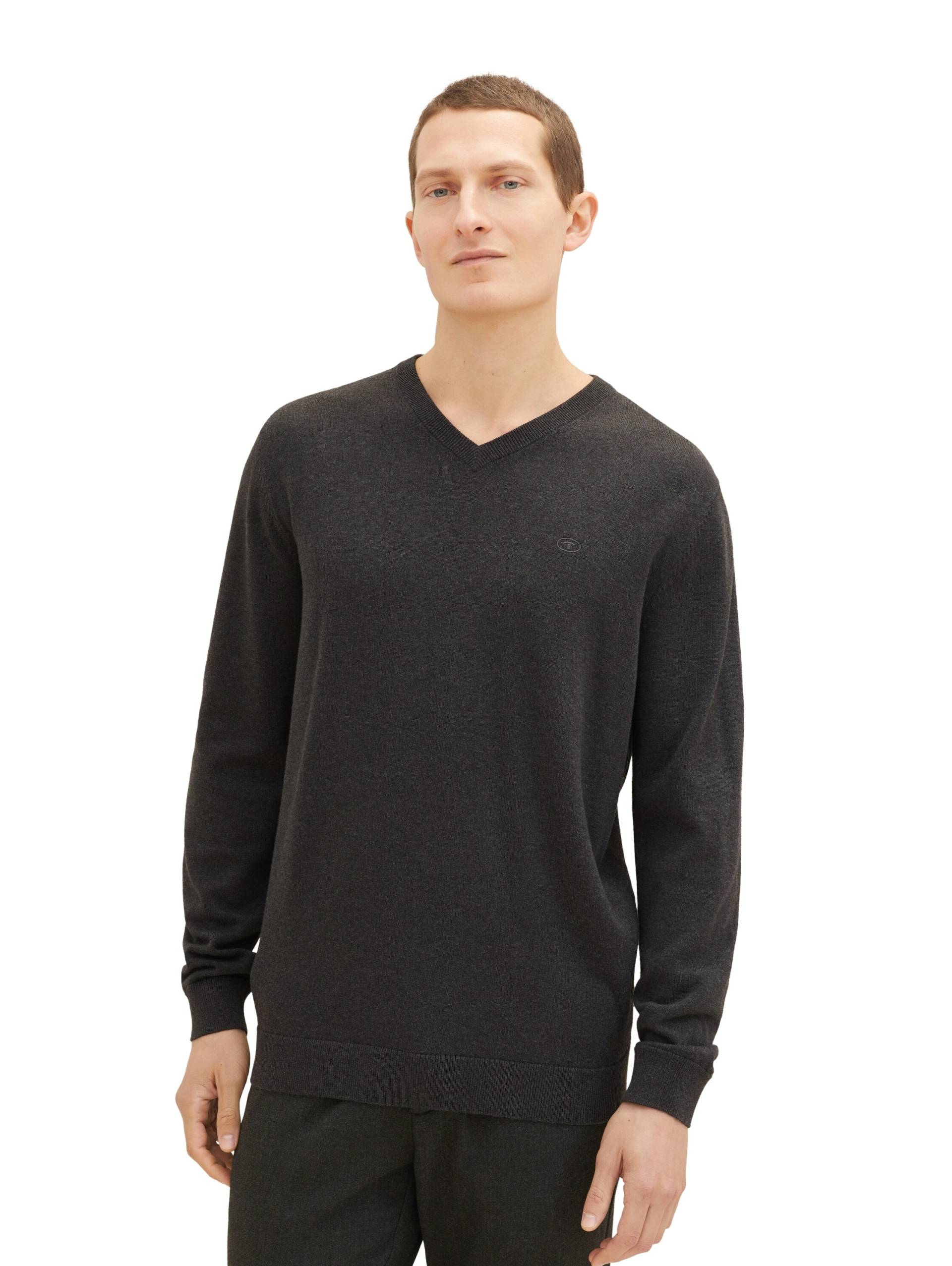 TOM TAILOR V-Ausschnitt-Pullover, mit kleiner Logo-Stickerei TOM TAILOR V-Ausschnitt-Pullover, mit kleiner Logo-Stickerei von TOM TAILOR