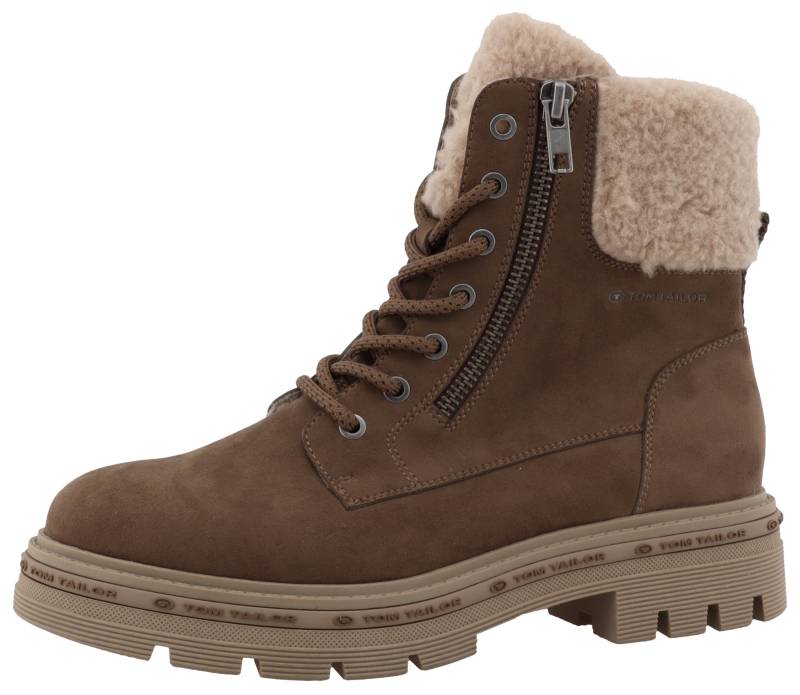 TOM TAILOR Winterboots, Blockabsatz, Schnürboots, Winterstiefelette mit Warmfutter-Kragen von TOM TAILOR
