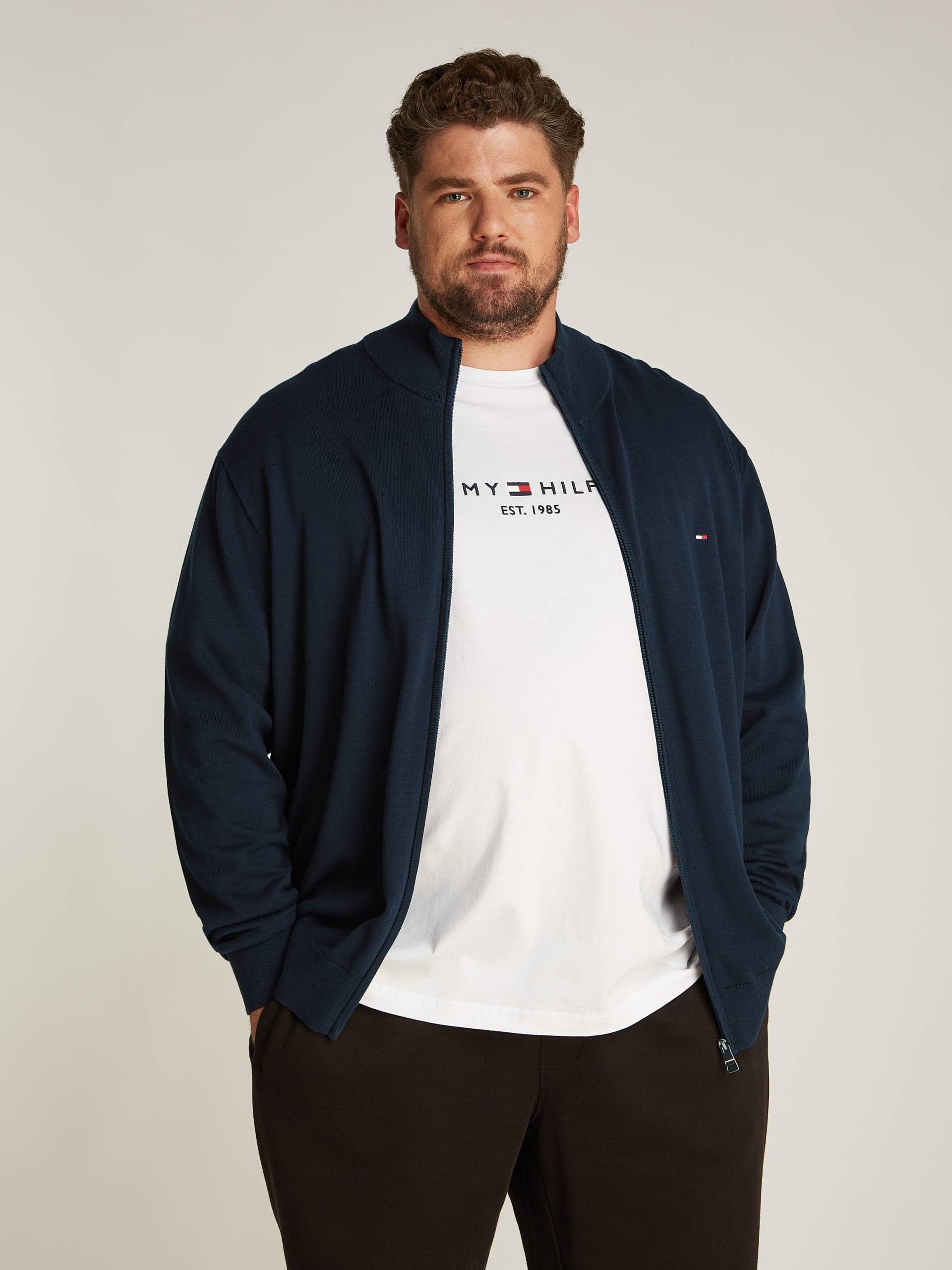 Tommy Hilfiger Big & Tall Strickjacke »BT-ESSENTIAL COTTON ZIP THRU-B«, Grossen Grössen von TOMMY HILFIGER Big & Tall