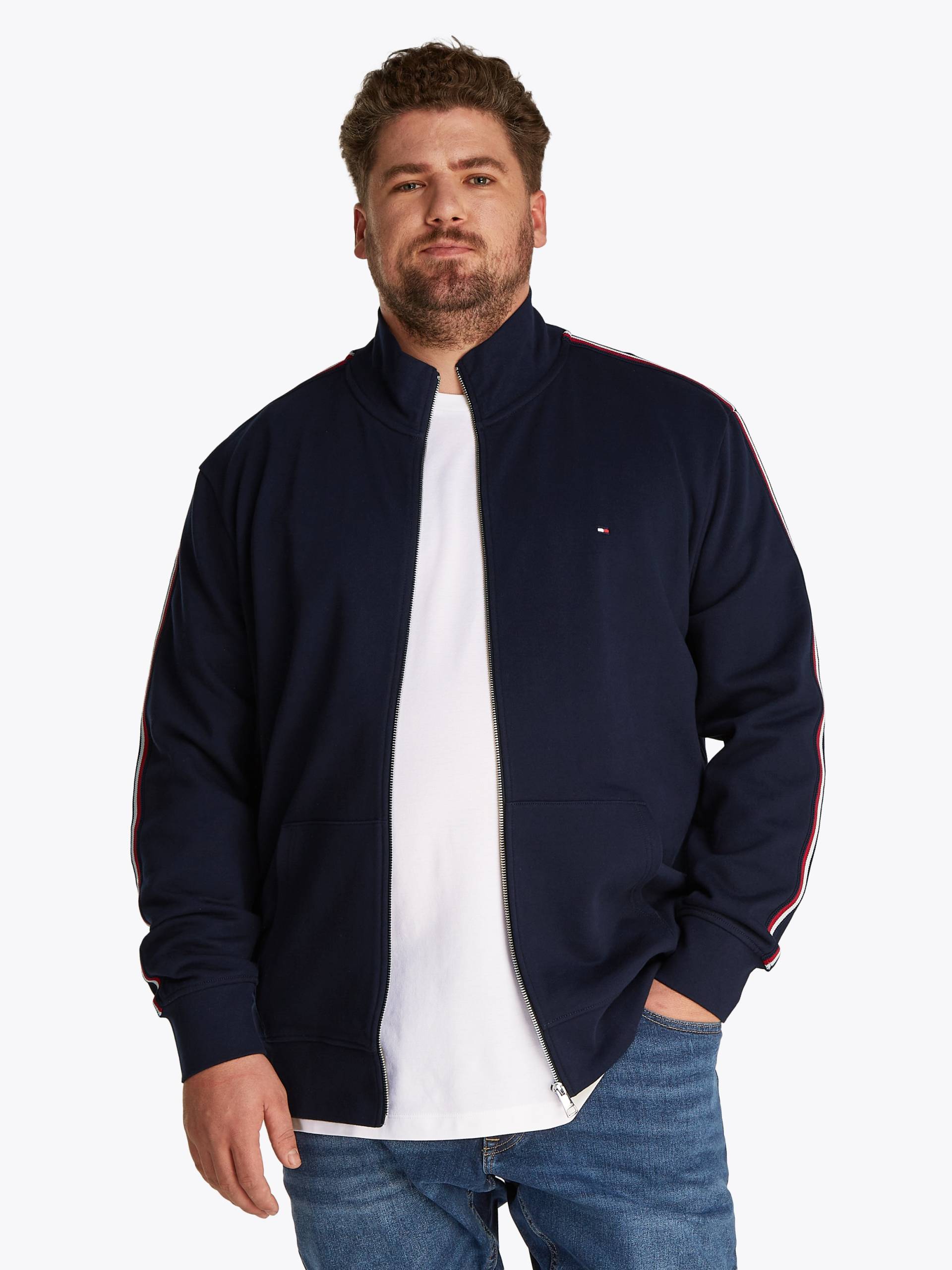 Tommy Hilfiger Big & Tall Sweatjacke »BT-GLOBAL STRIPE STAND COLLAR-B«, Grosse Grössen von TOMMY HILFIGER Big & Tall