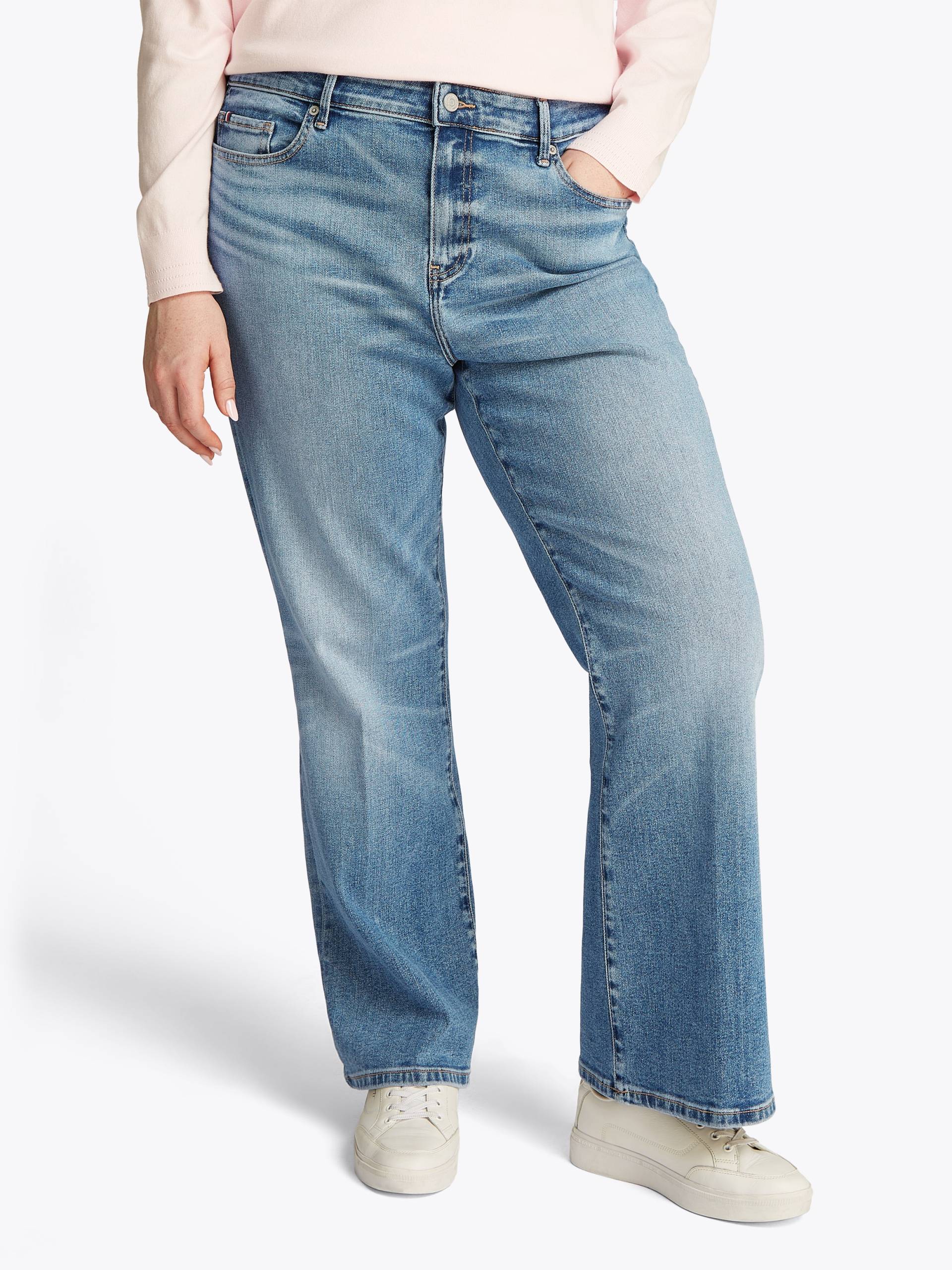 Tommy Hilfiger Curve Bootcut-Jeans »CRV BOOTCUT RW TOBY«, in Grossen Grössen, Tommy Jeans Logo-Badge, stoned wash Optik Tommy Hilfiger Curve Bootcut-Jeans »CRV BOOTCUT RW TOBY«, in Grossen Grössen, Tommy Jeans Logo-Badge, stoned wash Optik von TOMMY HILFIGER Curve