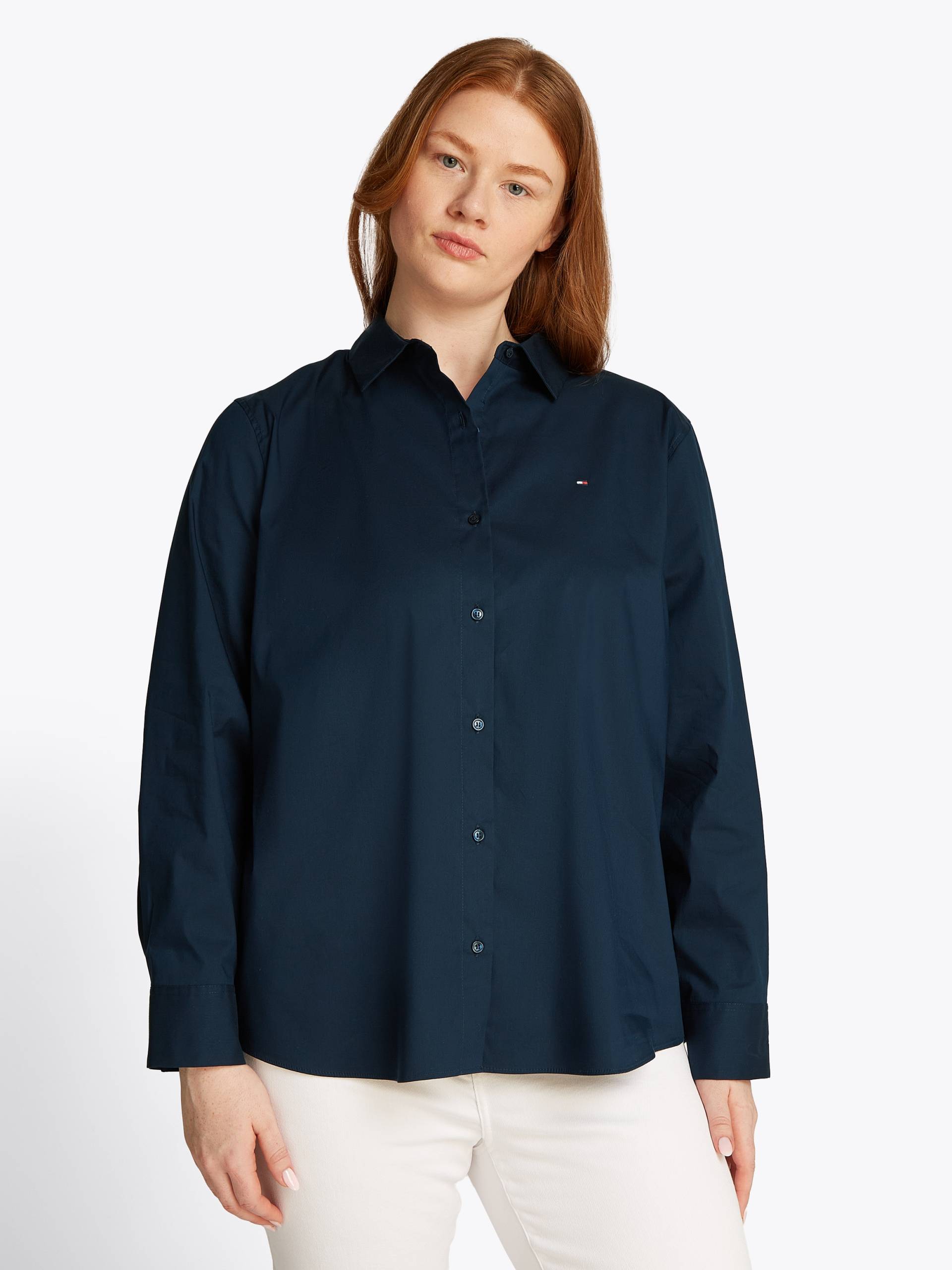 Tommy Hilfiger Curve Hemdbluse »CRV ESS POPLIN REGULAR SHIRT«, in Grossen Grössen, Popeline Qualität, Logostickerei Tommy Hilfiger Curve Hemdbluse »CRV ESS POPLIN REGULAR SHIRT«, in Grossen Grössen, Popeline Qualität, Logostickerei von TOMMY HILFIGER Curve