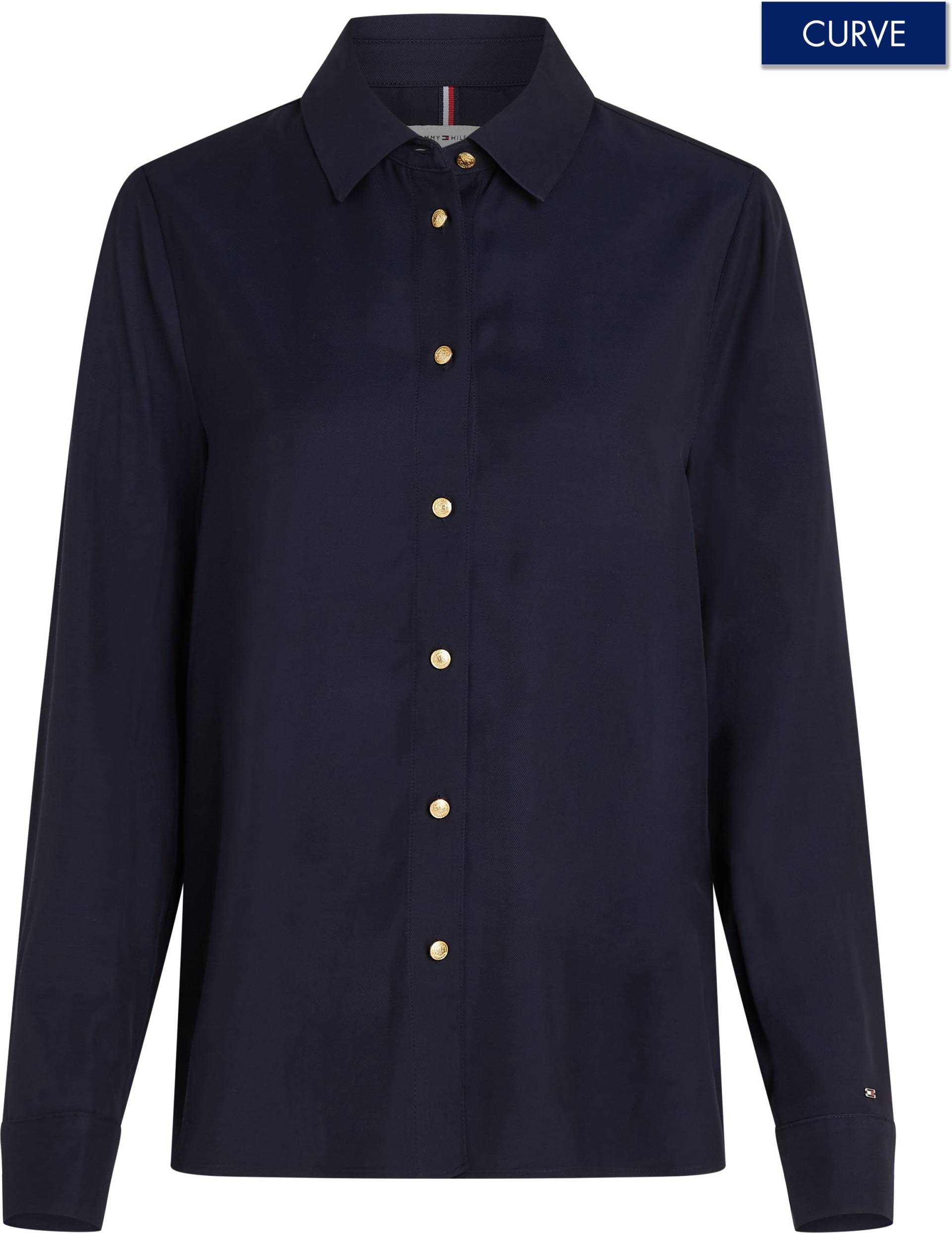 Tommy Hilfiger Curve Hemdbluse »CRV GOLD BUTTON VISCOSE LS SHIRT«, in Grossen Grössen, goldfarbener Knopf, mit Logostickerei am Ärmel Tommy Hilfiger Curve Hemdbluse »CRV GOLD BUTTON VISCOSE LS SHIRT«, in Grossen Grössen, goldfarbener Knopf, mit Logostickerei am Ärmel von TOMMY HILFIGER Curve