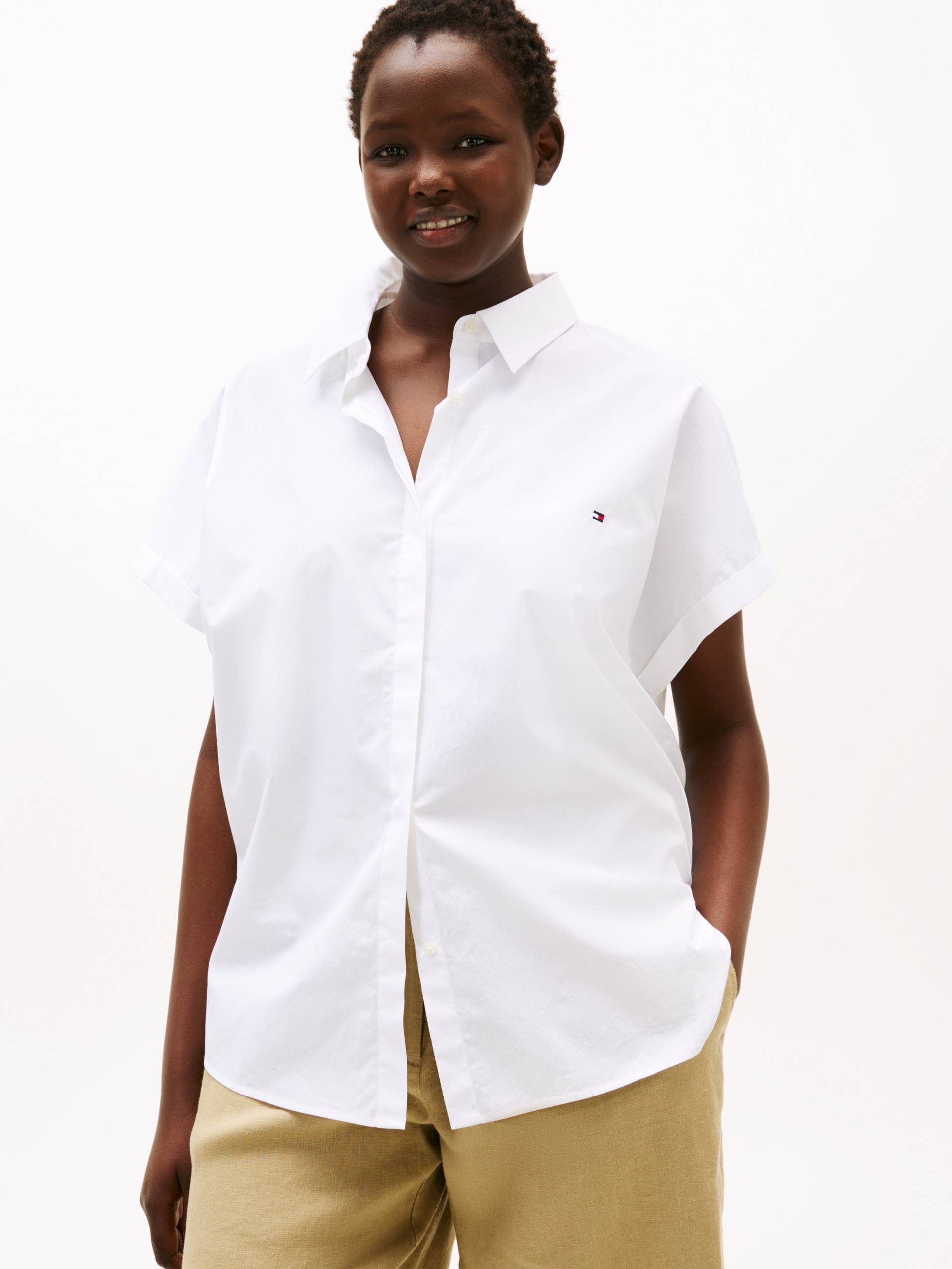 Tommy Hilfiger Curve Kurzarmbluse »CRV POPLIN SLEEVELESS RLXD SHIRT« Tommy Hilfiger Curve Kurzarmbluse »CRV POPLIN SLEEVELESS RLXD SHIRT« von TOMMY HILFIGER Curve