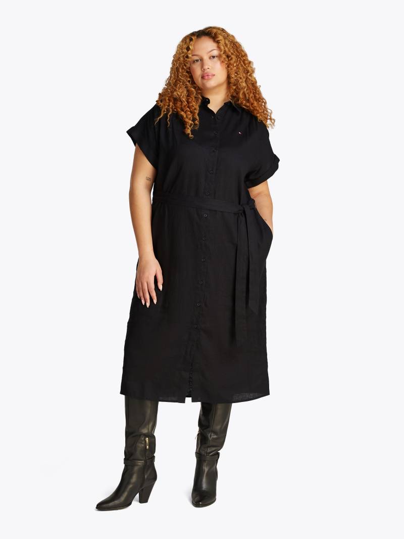 Tommy Hilfiger Curve Midikleid »CRV ESS LI BELTED S/S MIDI DRESS«, in Grossen Grössen, mit Gürtel, Logostickerei von TOMMY HILFIGER Curve