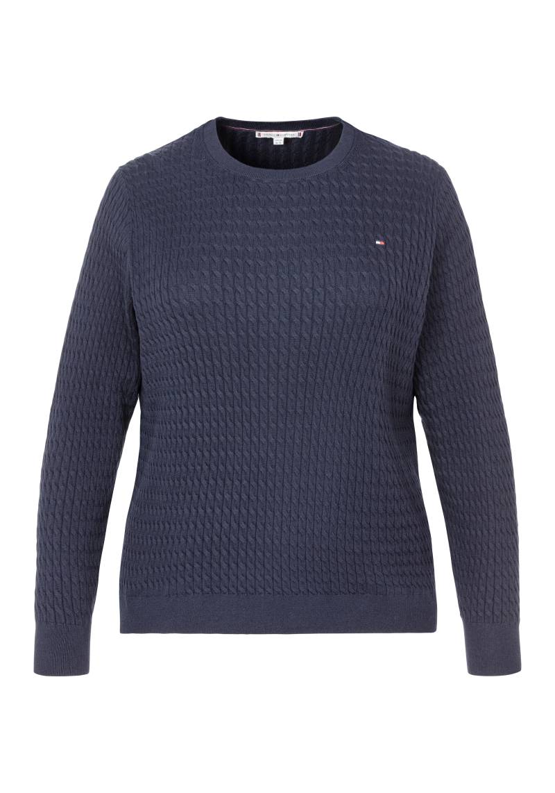 Tommy Hilfiger Curve Rundhalspullover »CRV CO CABLE C-NK LS SWEATER«, in Grossen Grössen, Zopfmuster, Logostickerei von TOMMY HILFIGER Curve