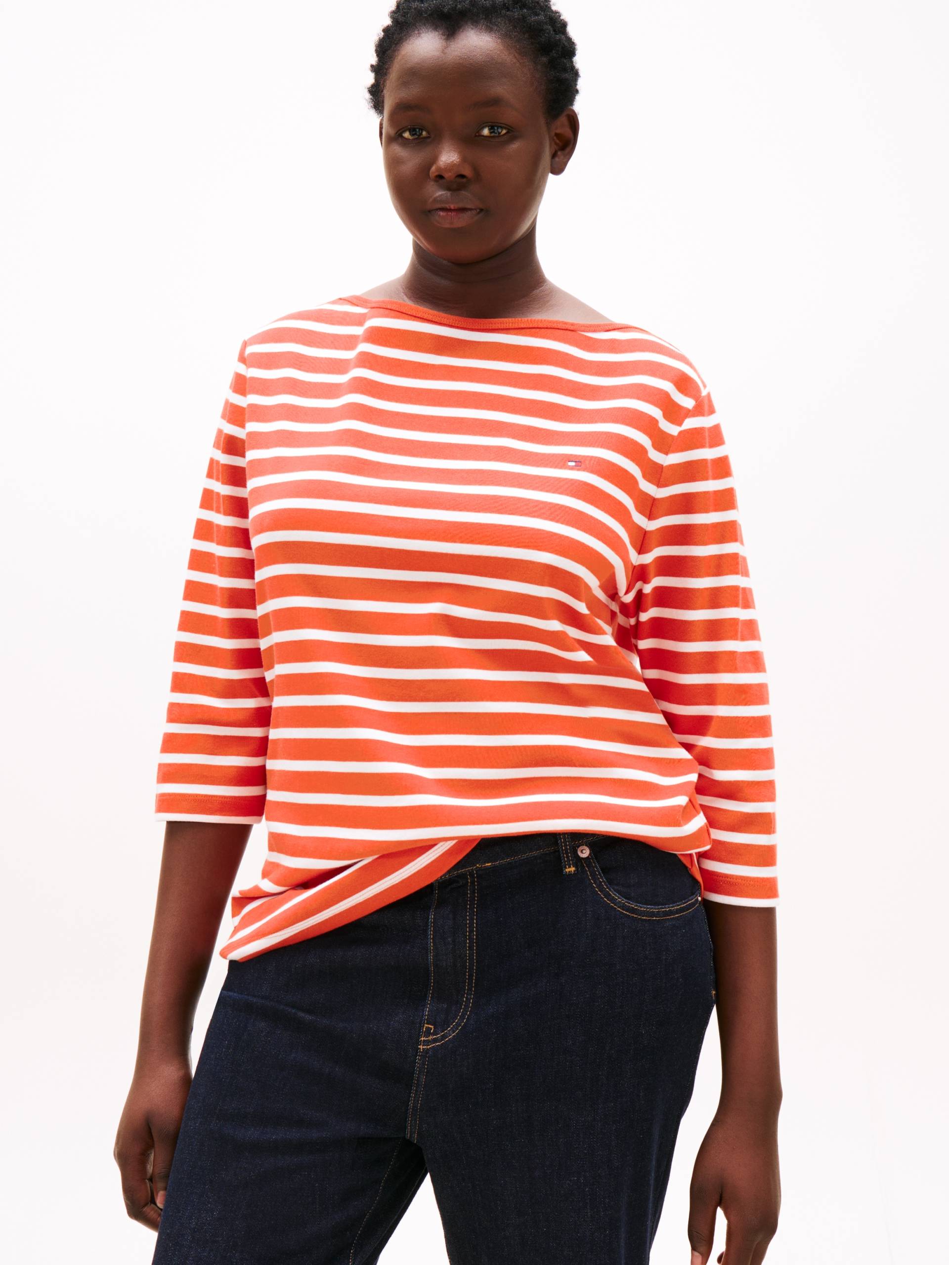 Tommy Hilfiger Curve T-Shirt »CRV SLIM CODY BOAT-NK 3/4SLV«, in Grossen Grössen, 3/4 Ärmel, Logostickerei Tommy Hilfiger Curve T-Shirt »CRV SLIM CODY BOAT-NK 3/4SLV«, in Grossen Grössen, 3/4 Ärmel, Logostickerei von TOMMY HILFIGER Curve