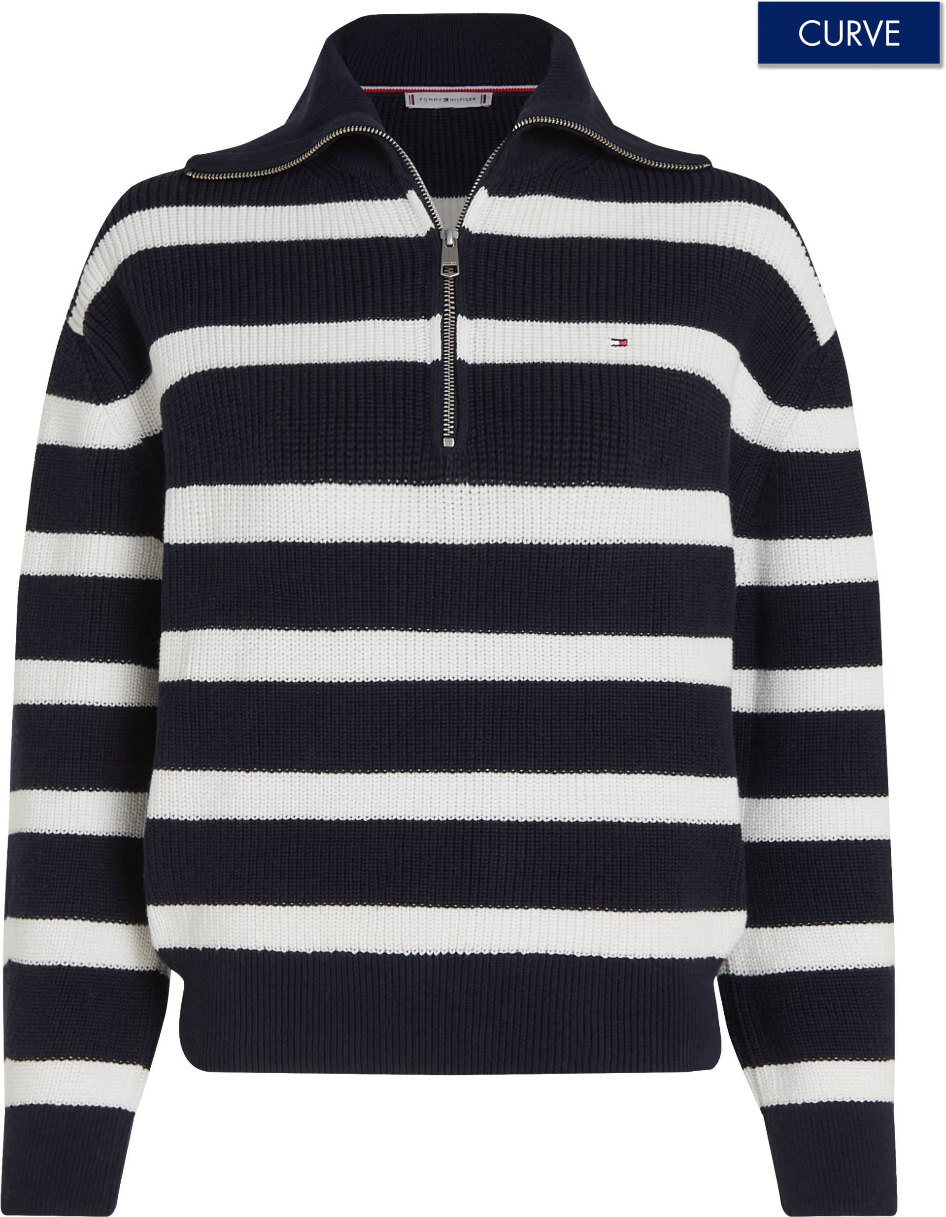 Tommy Hilfiger Curve Troyer »CRV CO CARDI STITCH 1/2 ZIP SWT«, in Grossen Grössen, Reine Baumwolle, kurzer Zipper Tommy Hilfiger Curve Troyer »CRV CO CARDI STITCH 1/2 ZIP SWT«, in Grossen Grössen, Reine Baumwolle, kurzer Zipper von TOMMY HILFIGER Curve