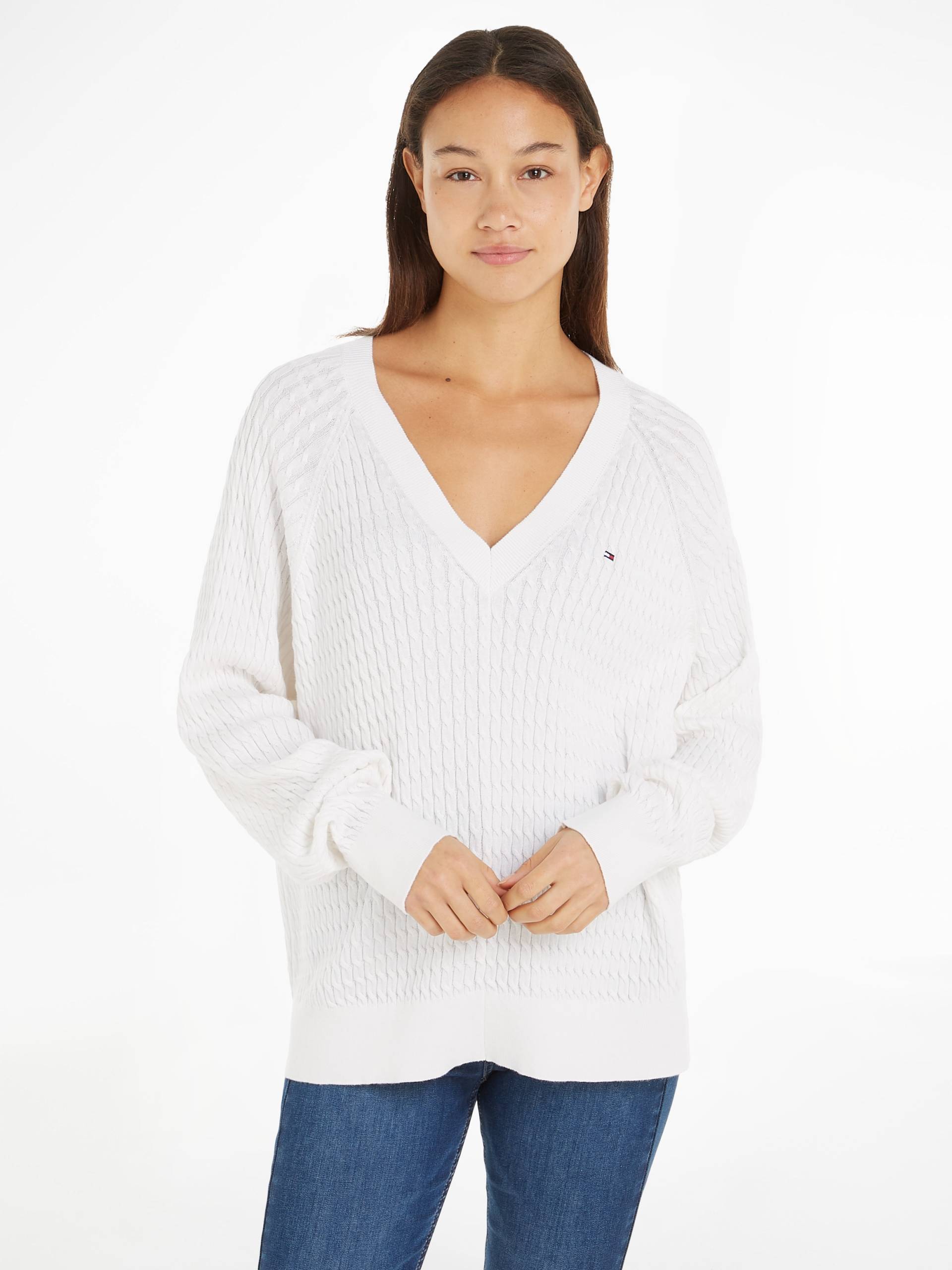 Tommy Hilfiger Curve V-Ausschnitt-Pullover »CRV CO CABLE V-NK SWEATER« von TOMMY HILFIGER Curve