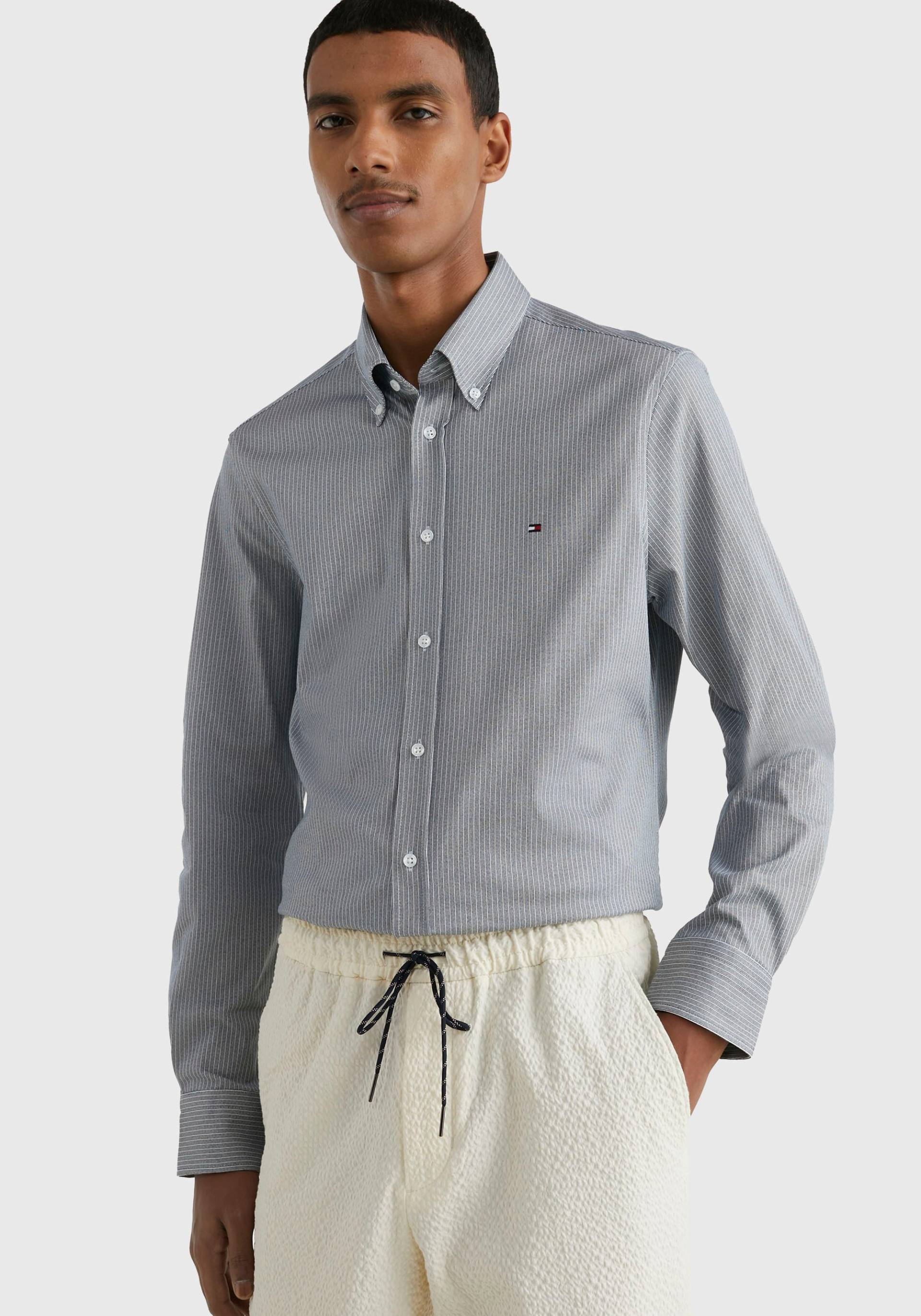 Tommy Hilfiger TAILORED Streifenhemd »CL KNITTED FINE STRIPE SF SHIRT«, mit Tommy Hilfiger Logostickerei von TOMMY HILFIGER Tailored