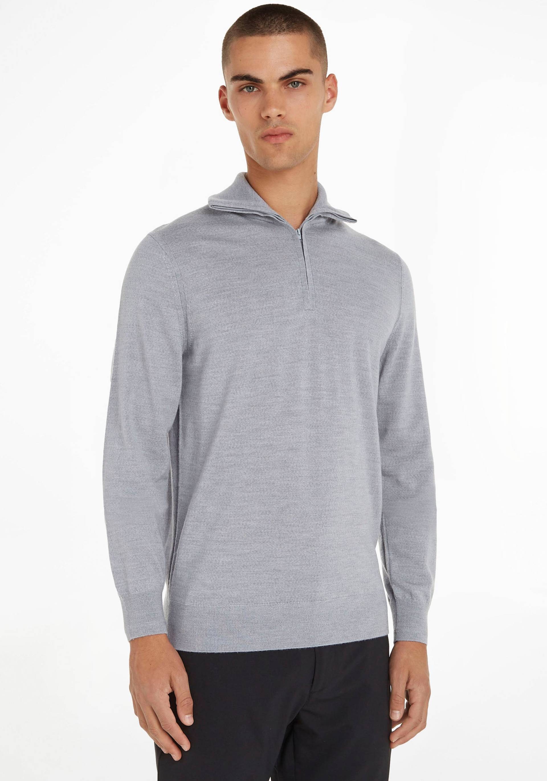 Tommy Hilfiger TAILORED Strickpullover »FINE GAUGE MERINO ZIP MOCK« von TOMMY HILFIGER Tailored