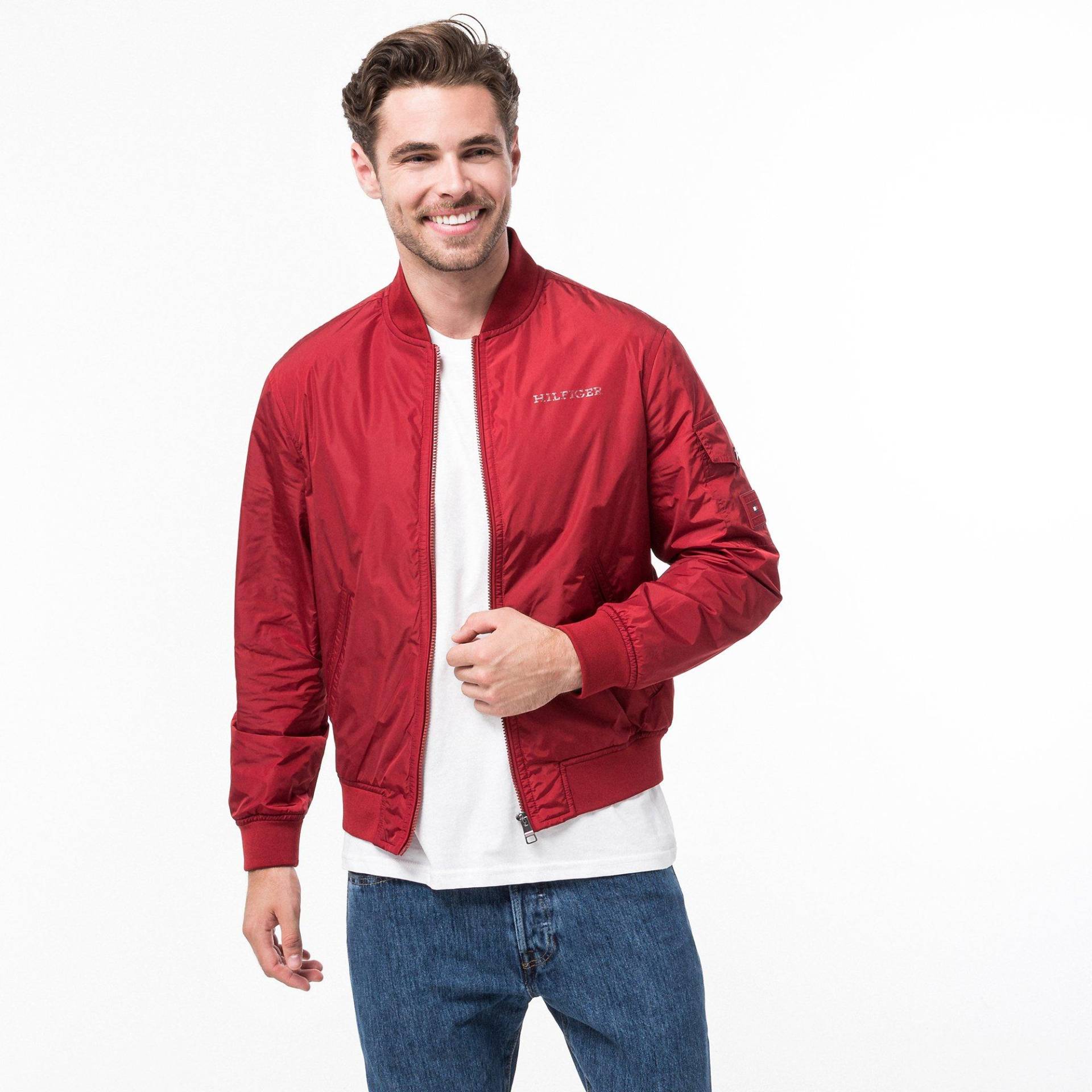 Bomberjacke Mit Reissverschluss Herren Rot L von TOMMY HILFIGER