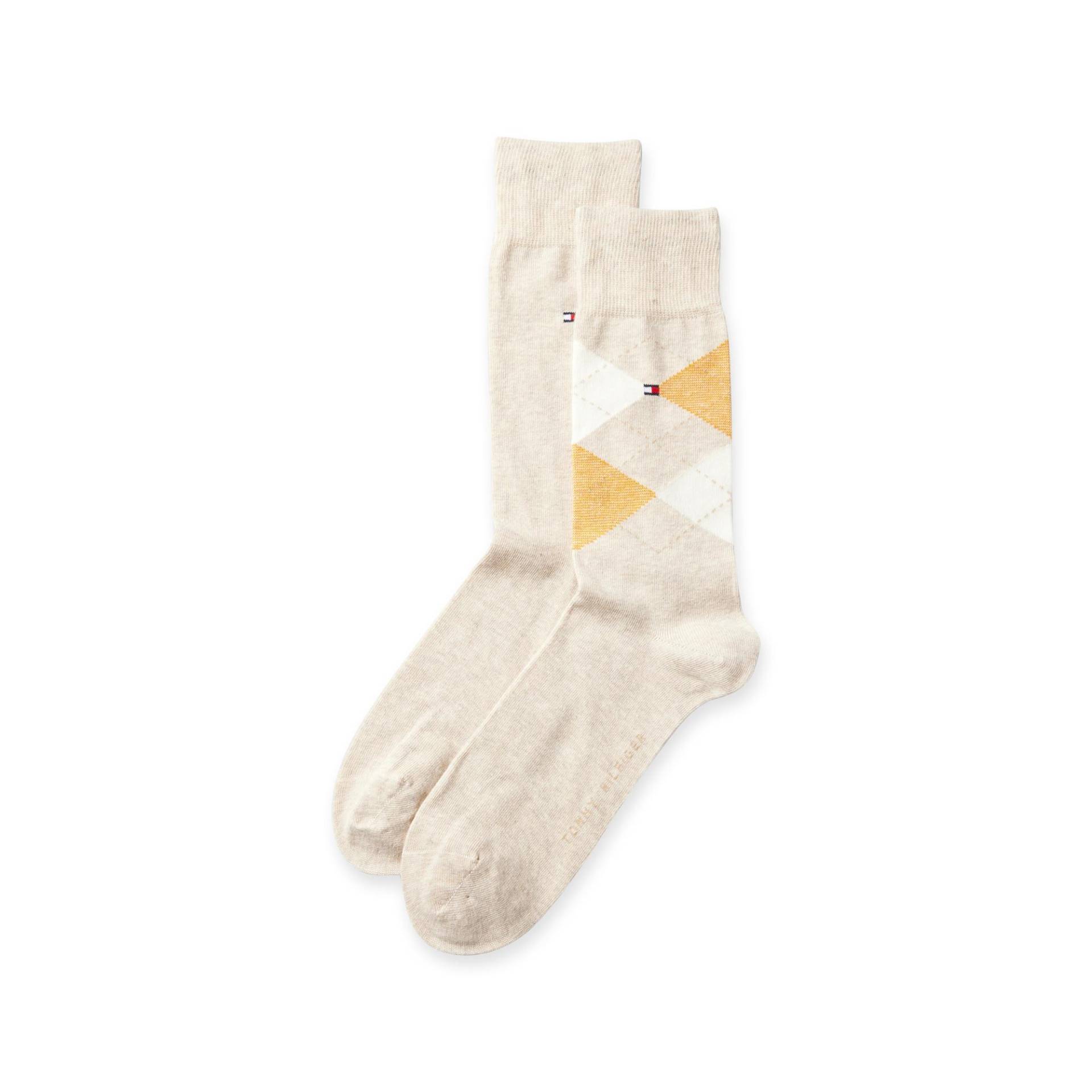 Duopack, Wadenlange Socken Herren Beige 43-46 von TOMMY HILFIGER