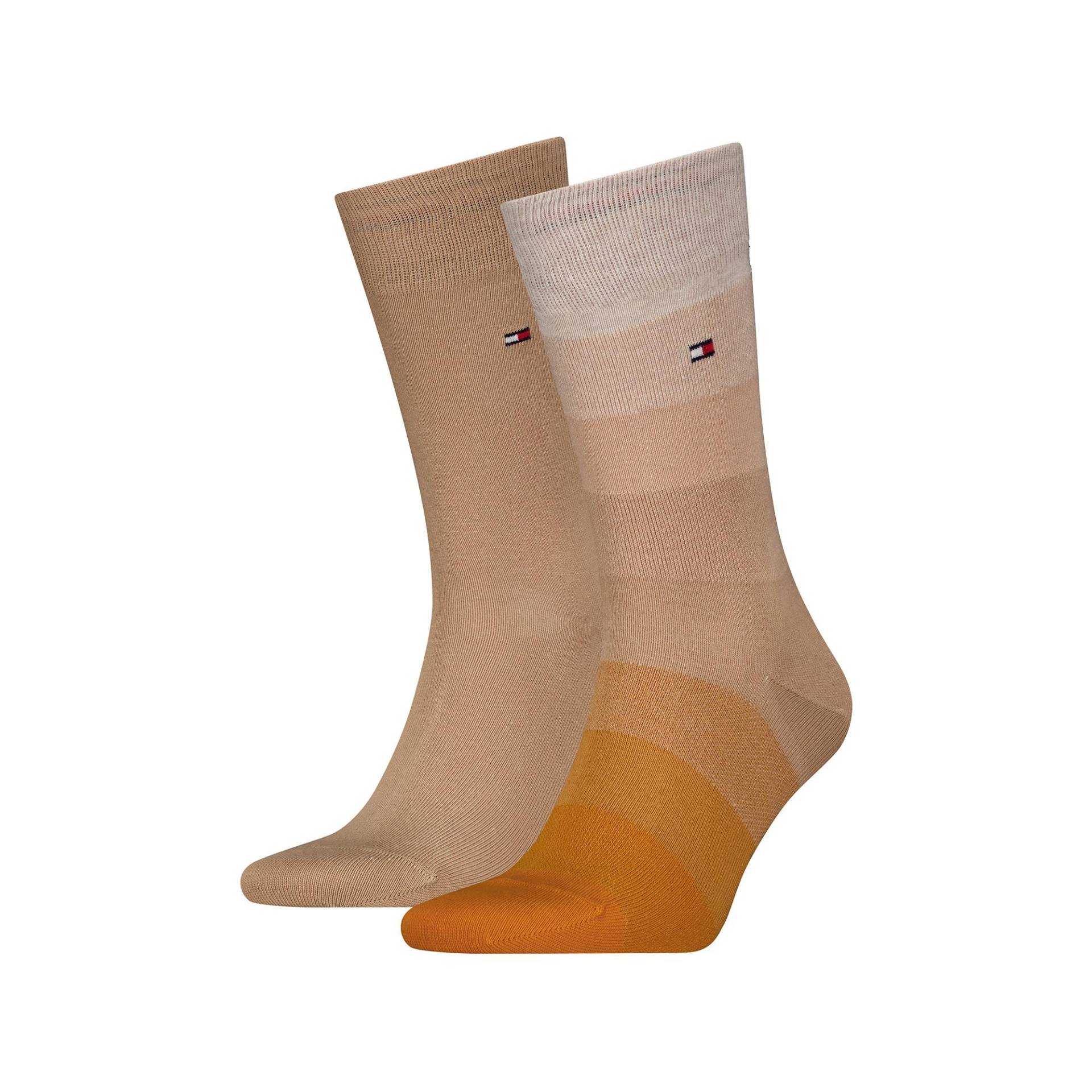 Duopack, Wadenlange Socken Herren Beige 43-46 von TOMMY HILFIGER