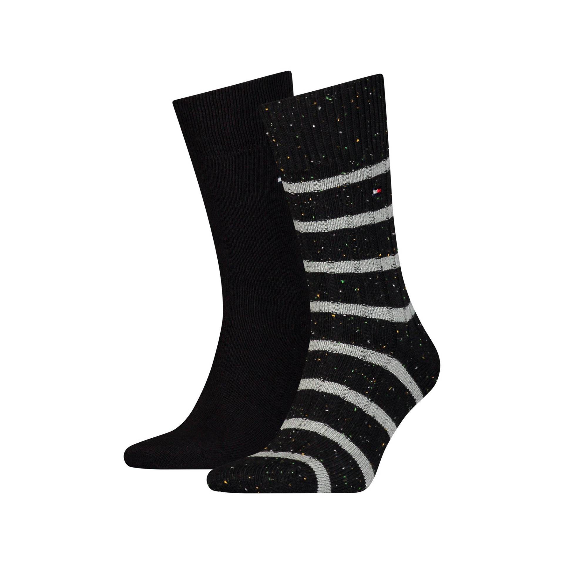 Duopack, Wadenlange Socken Herren Black 43-46 von TOMMY HILFIGER