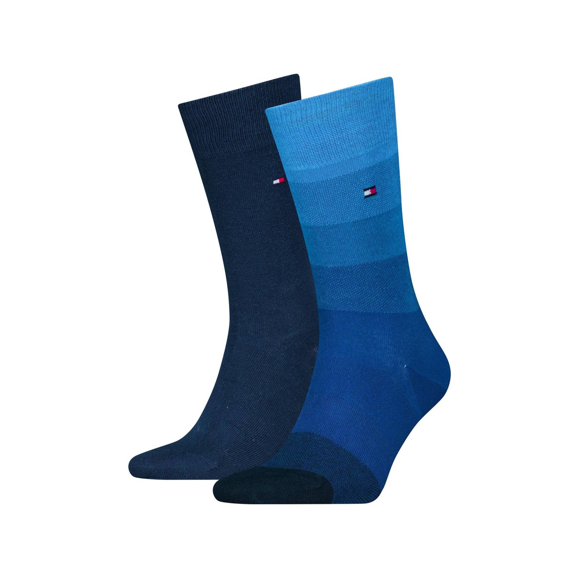 Duopack, Wadenlange Socken Herren Blau 39-42 von TOMMY HILFIGER