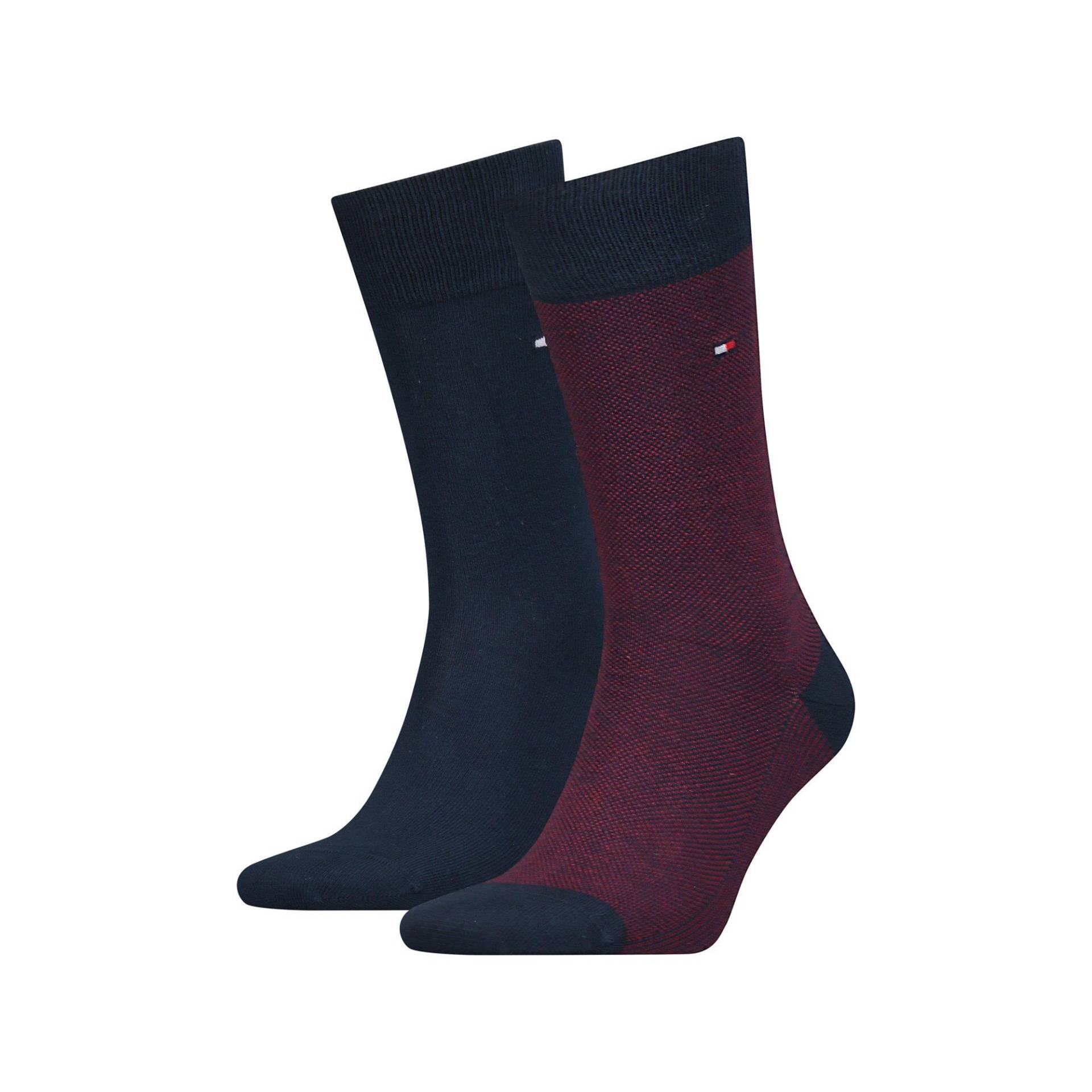 Duopack, Wadenlange Socken Herren Rot 39-42 von TOMMY HILFIGER