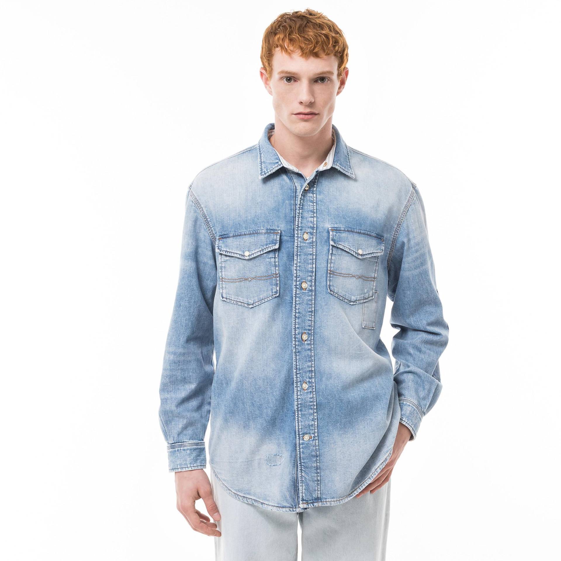 Hemd, Langarm Herren Blau Denim M von TOMMY HILFIGER